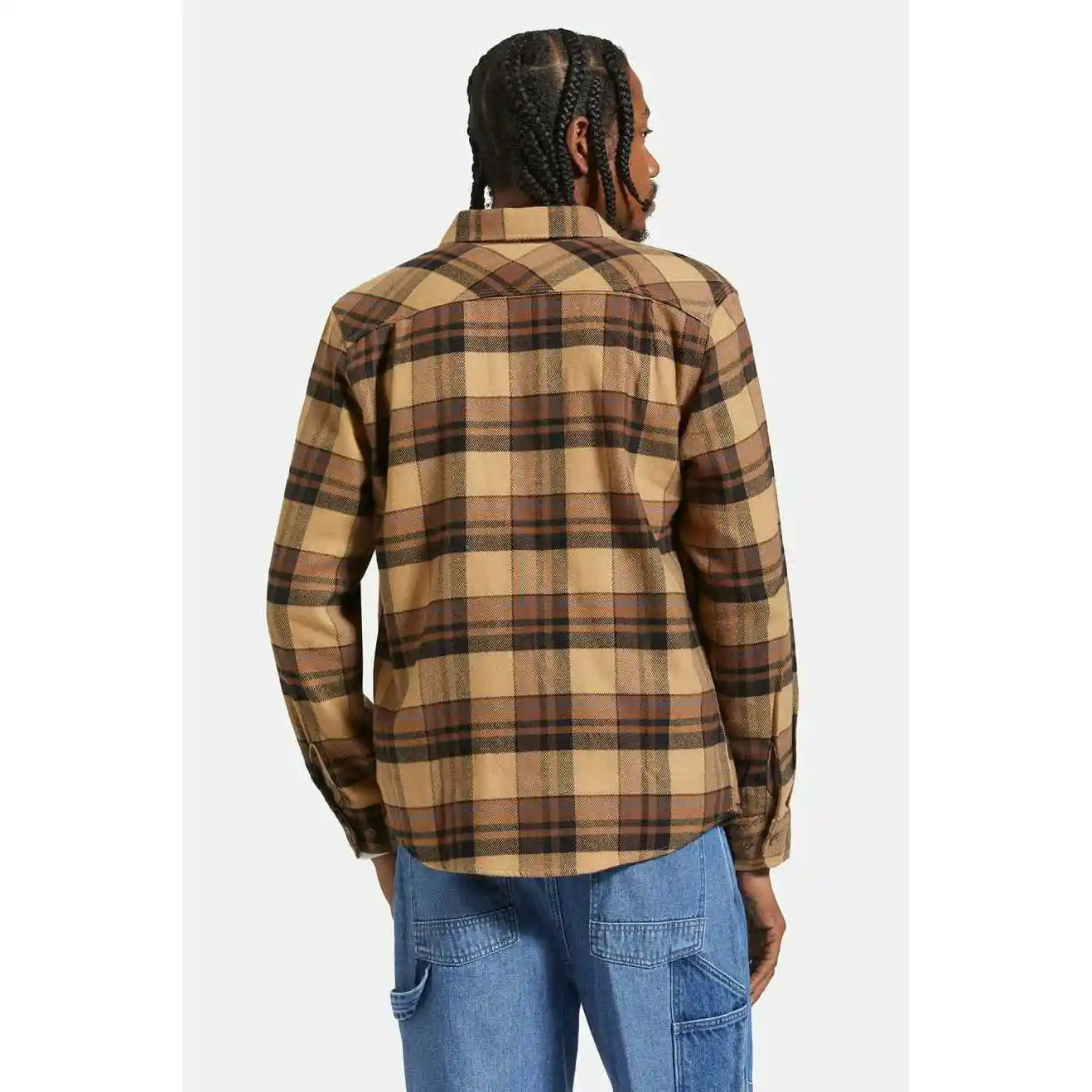 Brixton Bowery Long Sleeve Flannel, tiger's eye/pinecone brown/was — available at Norwood
