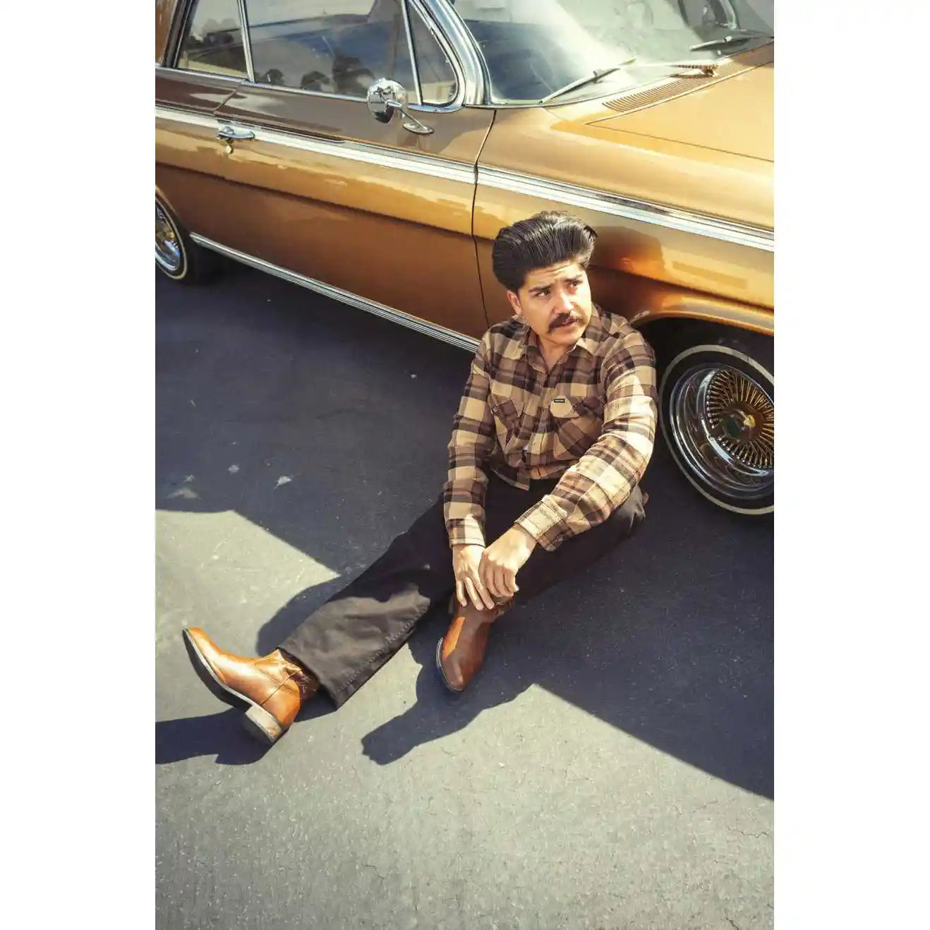 Brixton Bowery Long Sleeve Flannel, tiger's eye/pinecone brown/was — available at Norwood
