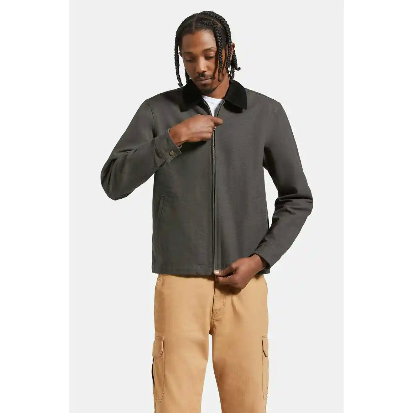 Brixton Mechanic Garage Zip Jacket, washed black — available at Norwood