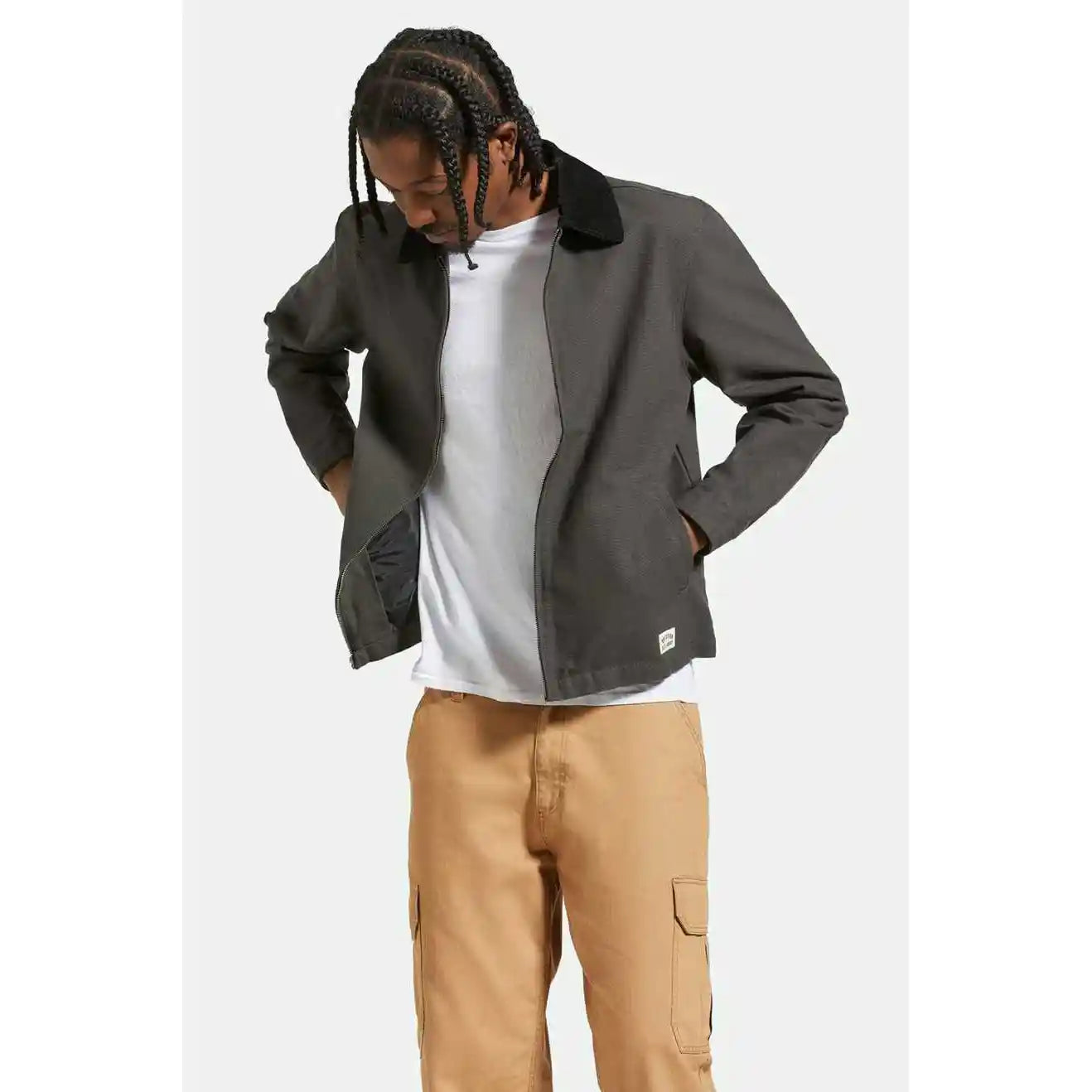 Brixton Mechanic Garage Zip Jacket, washed black — available at Norwood