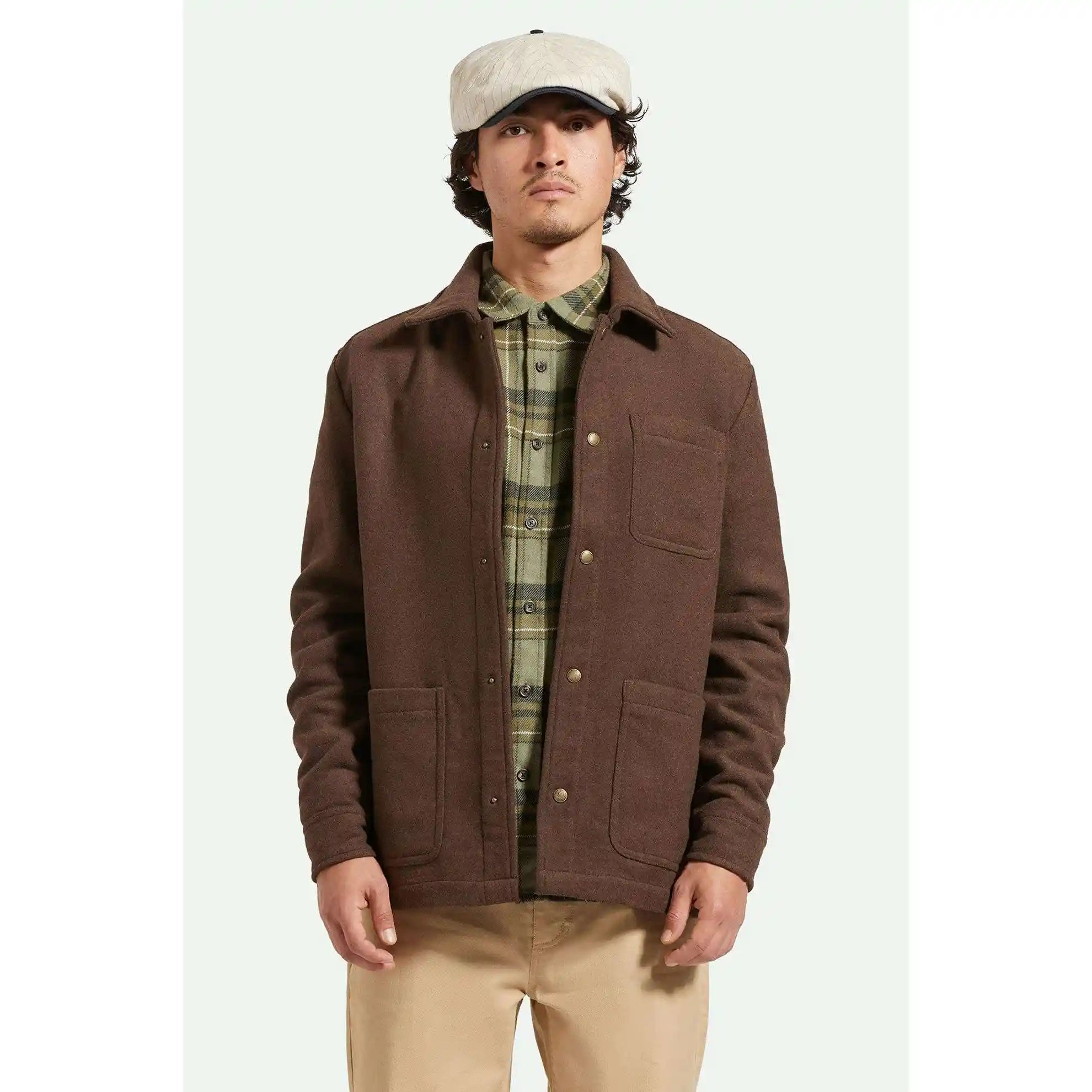 Brixton Shop Chore Coat, heather pinecone brown — available at Norwood