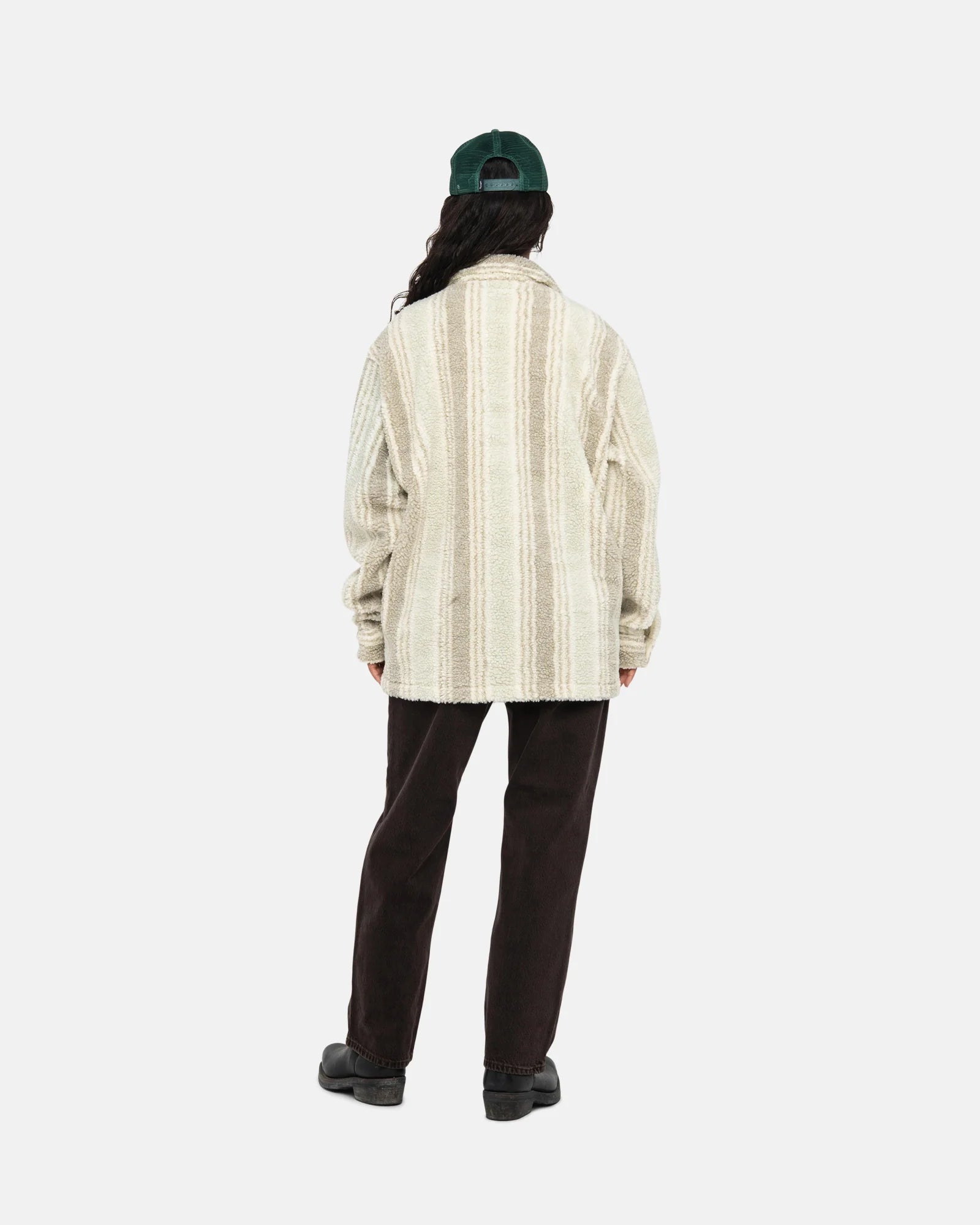 Stussy Stripe Sherpa Shirt, natural — available at Norwood