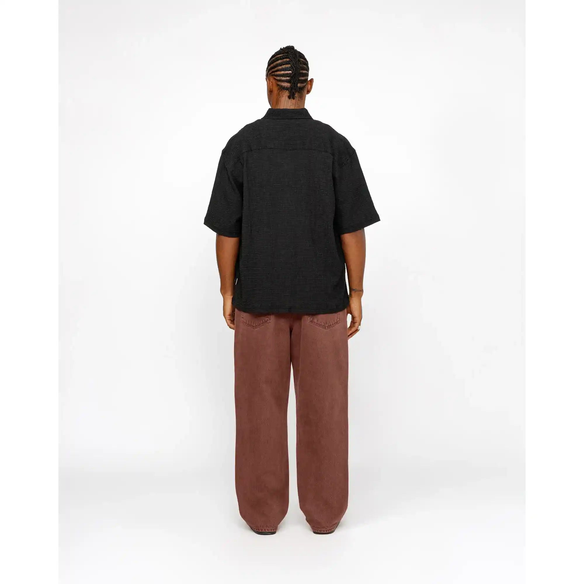 Stussy Flat Bottom Crinkled Shirt, black — available at Norwood
