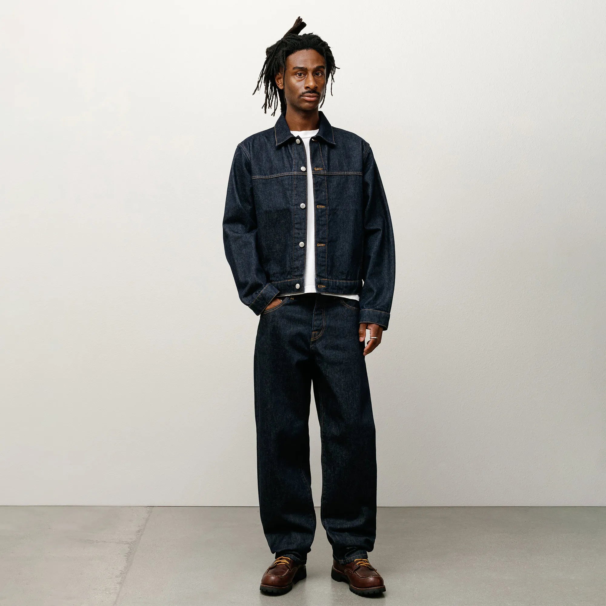 Stussy Trucker Denim, rinsed indigo — available at Norwood