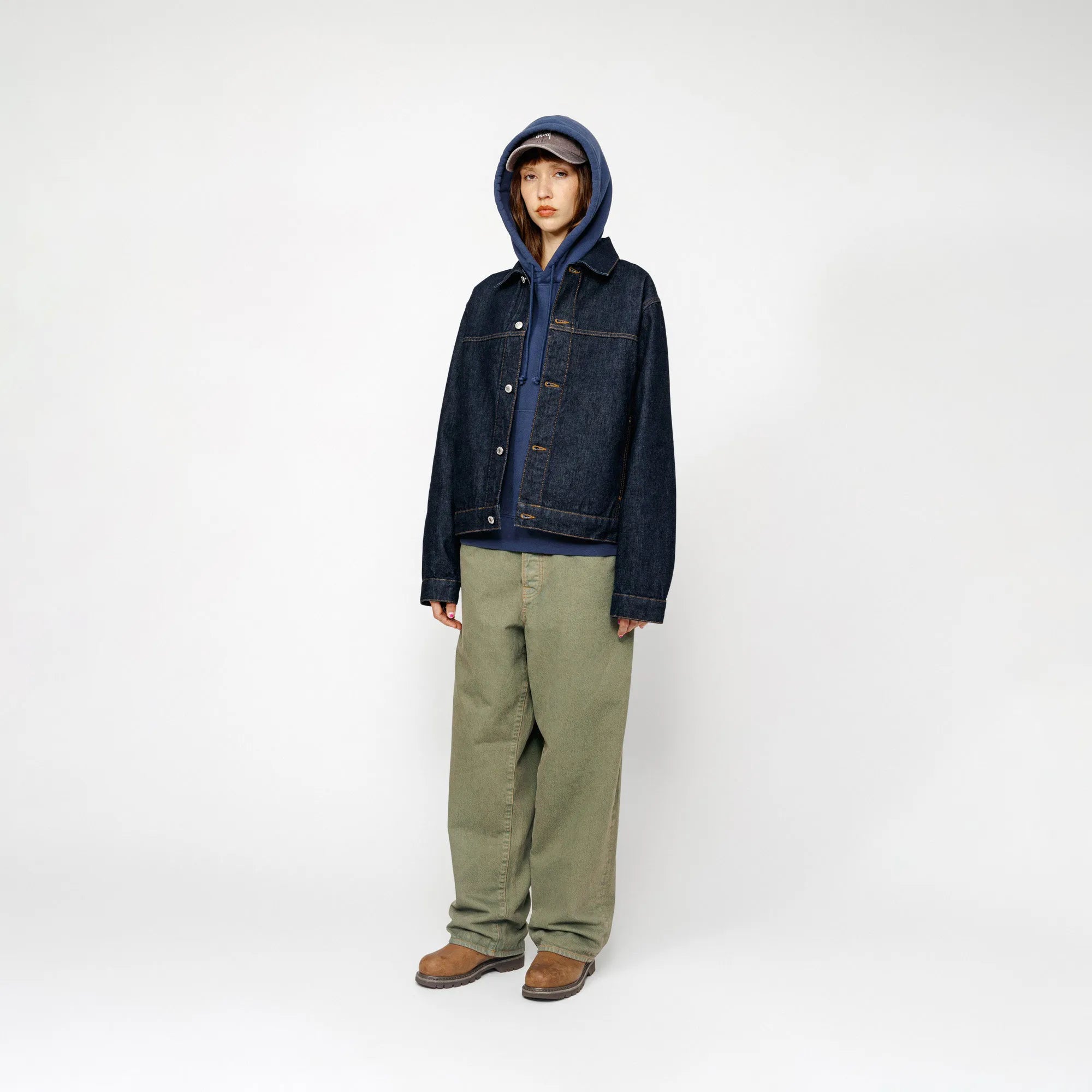 Stussy Trucker Denim, rinsed indigo — available at Norwood