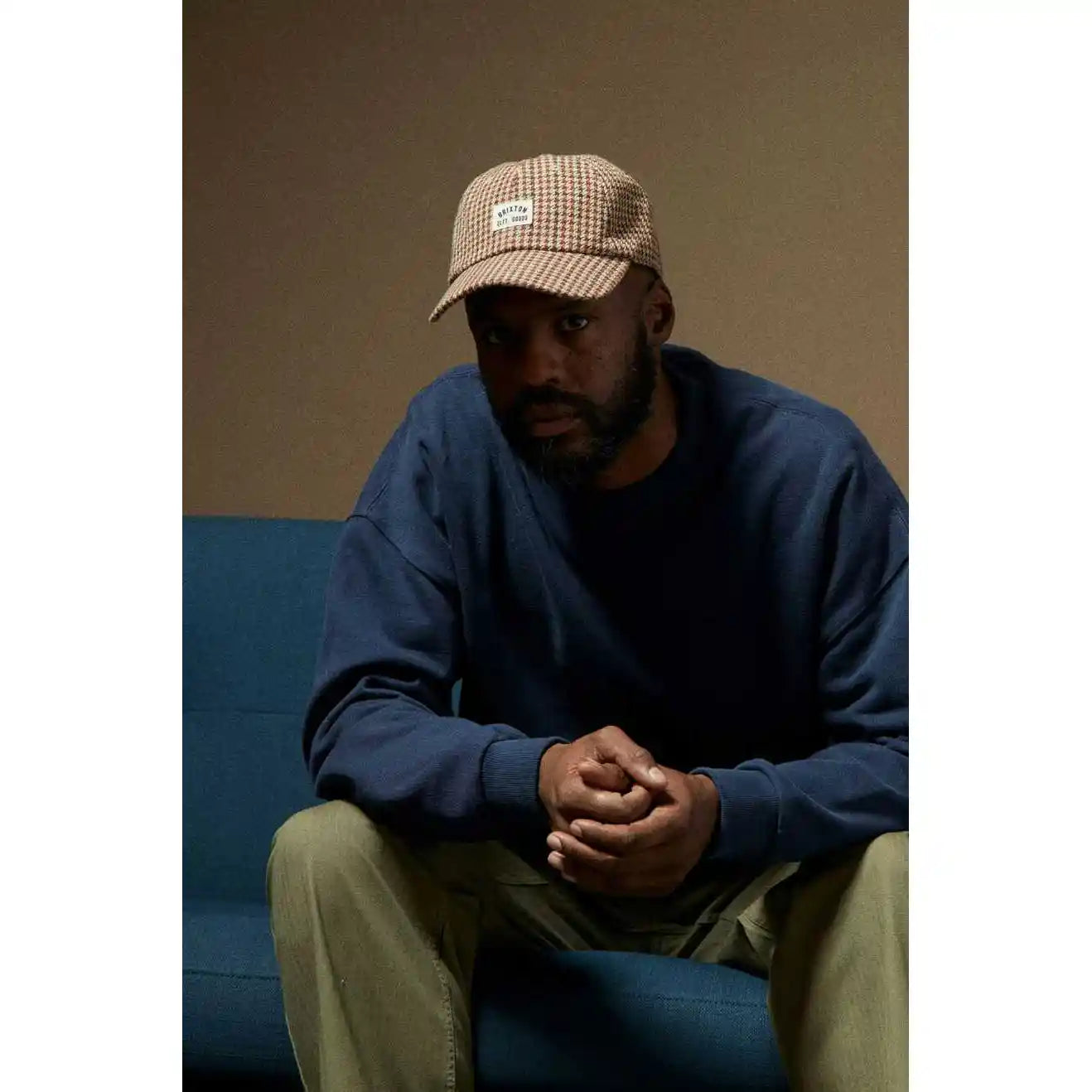 Brixton Woodburn Netplus Adjustable Hat, tiger's eye/brown houndstooth — available at Norwood