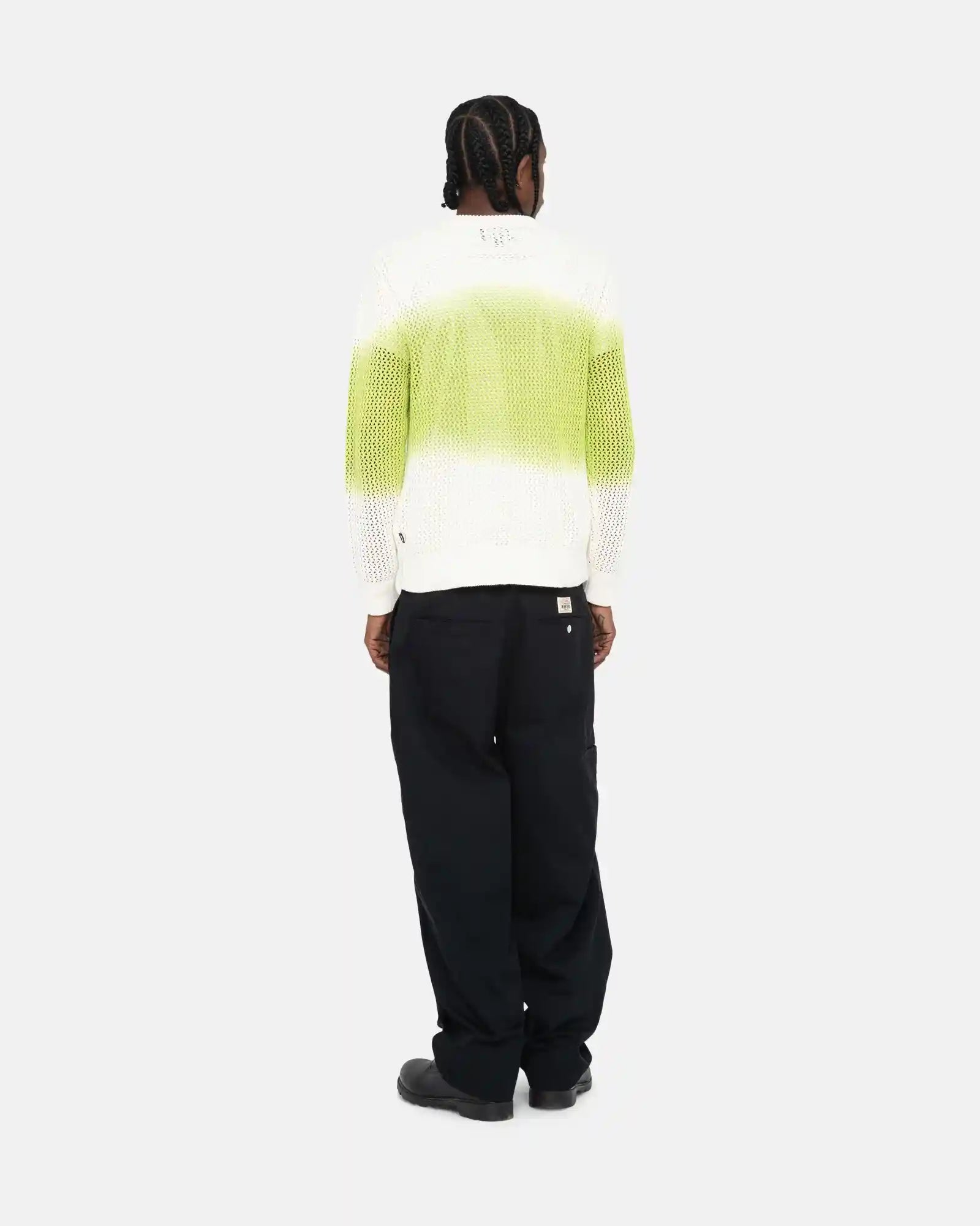 Stussy Pigment Dyed Loose Gauge Sweater, bright green — available at Norwood