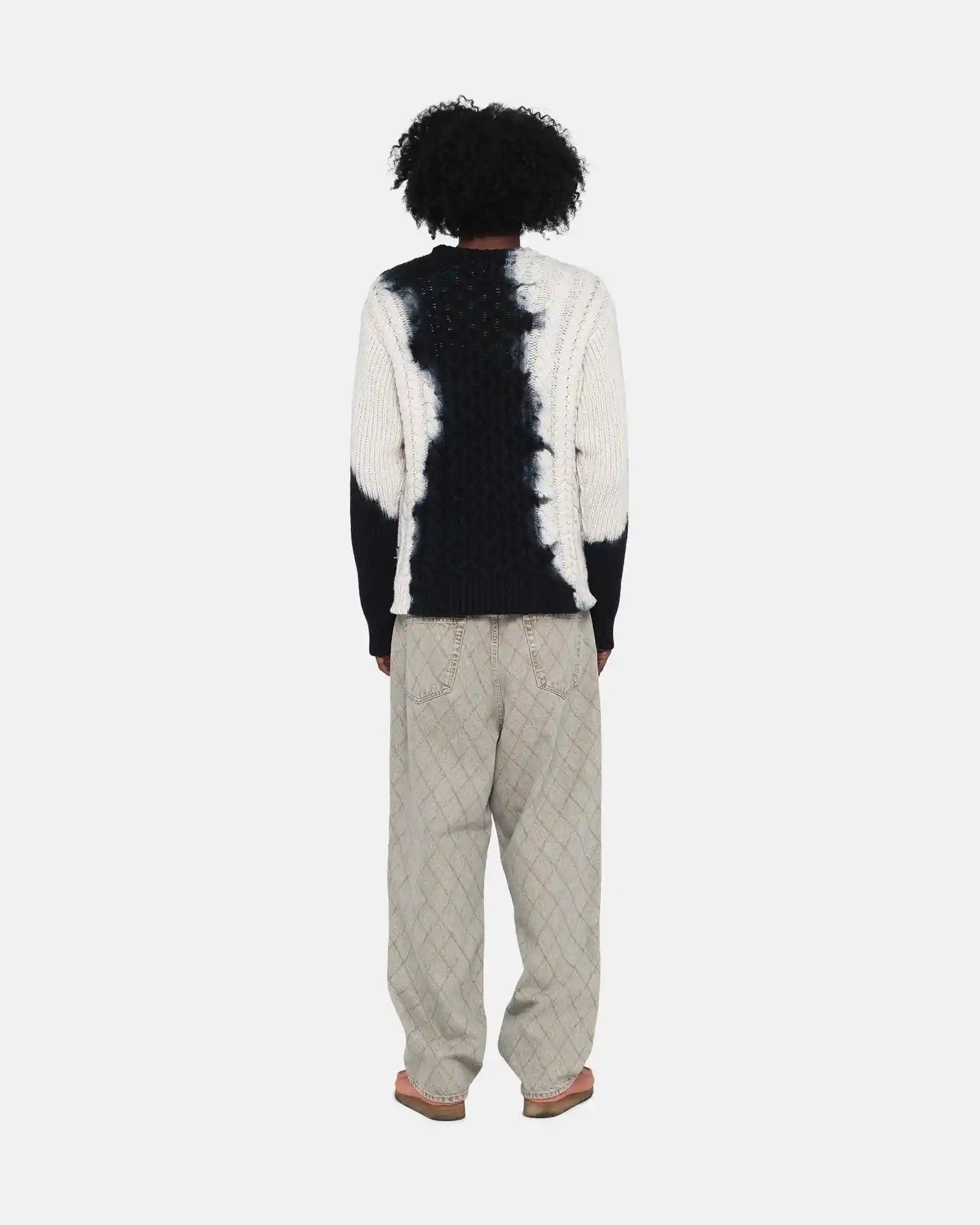 Stussy Tie Dye Fisherman Sweater, black — available at Norwood