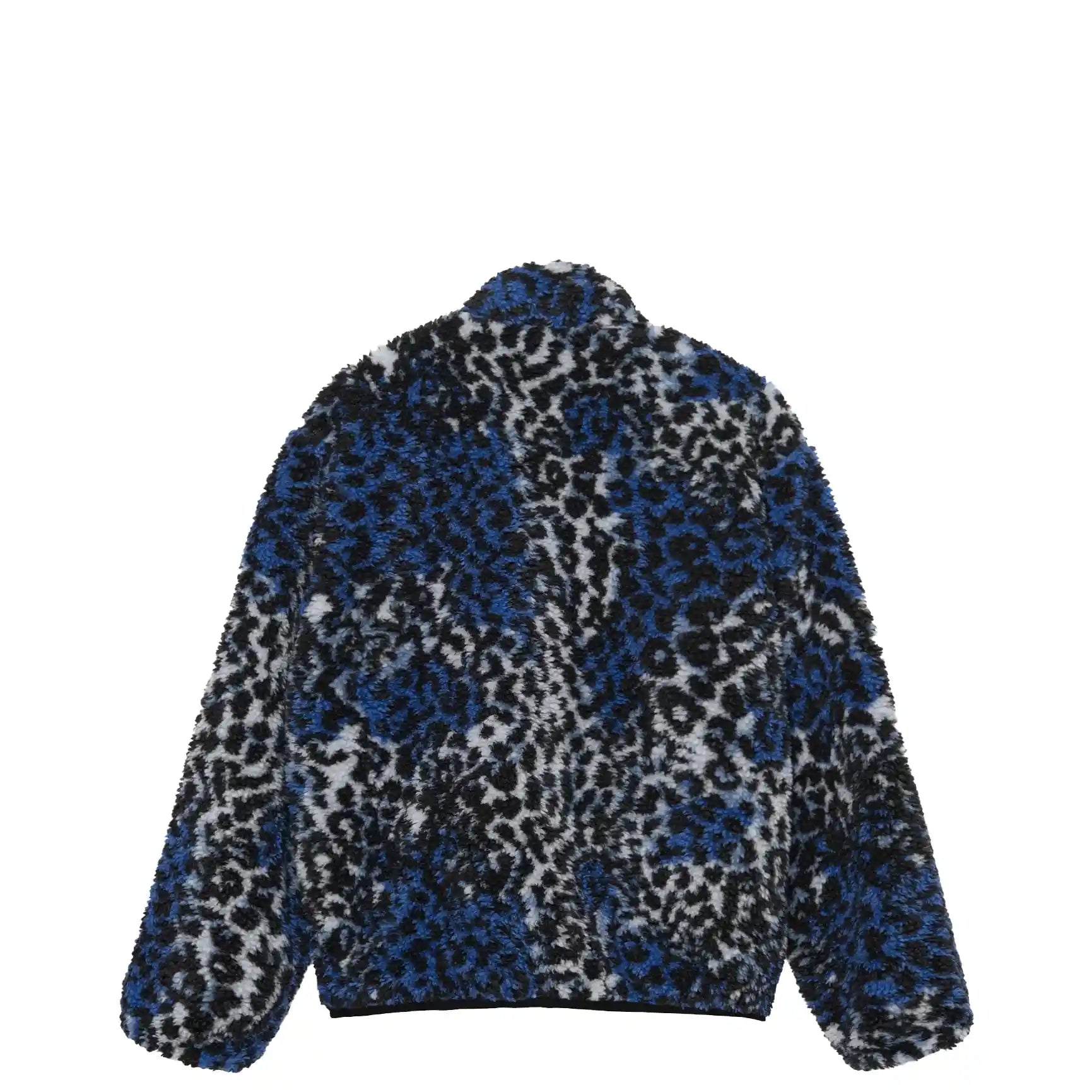 Stussy Sherpa Reversible Jacket, blue leopard — available at Norwood