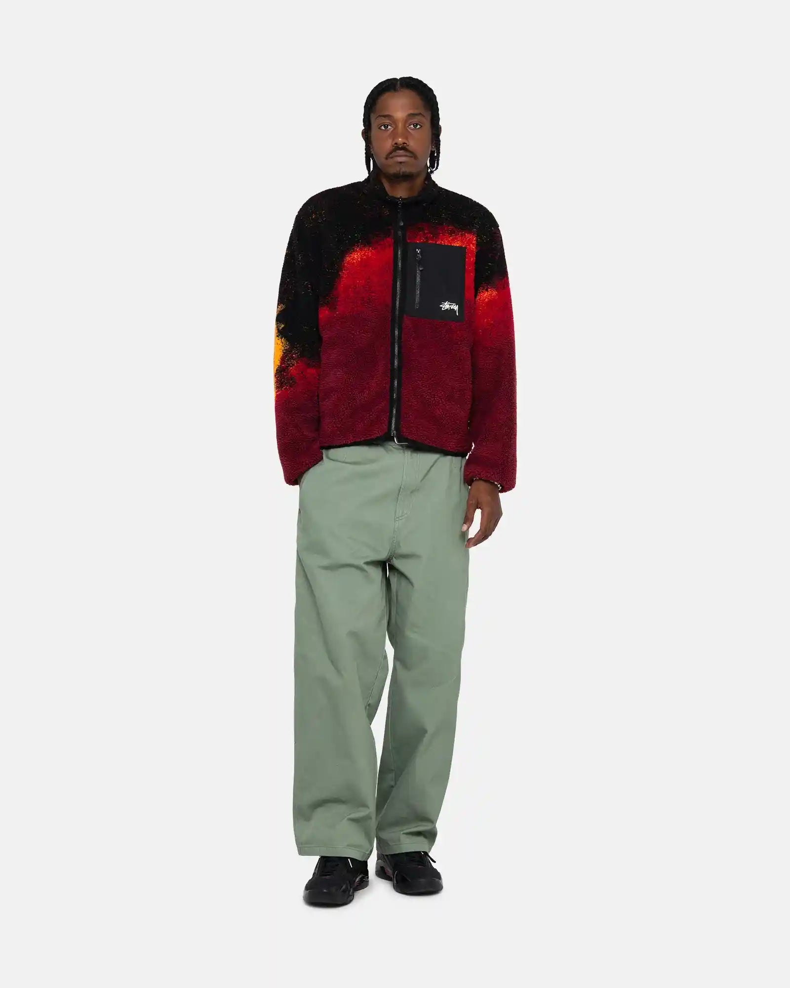 Stussy Sherpa Reversible Jacket, lava — available at Norwood