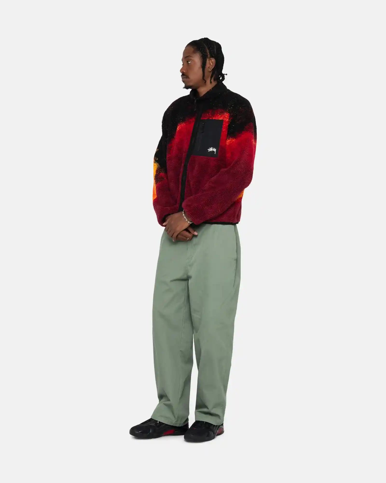 Stussy Sherpa Reversible Jacket, lava — available at Norwood