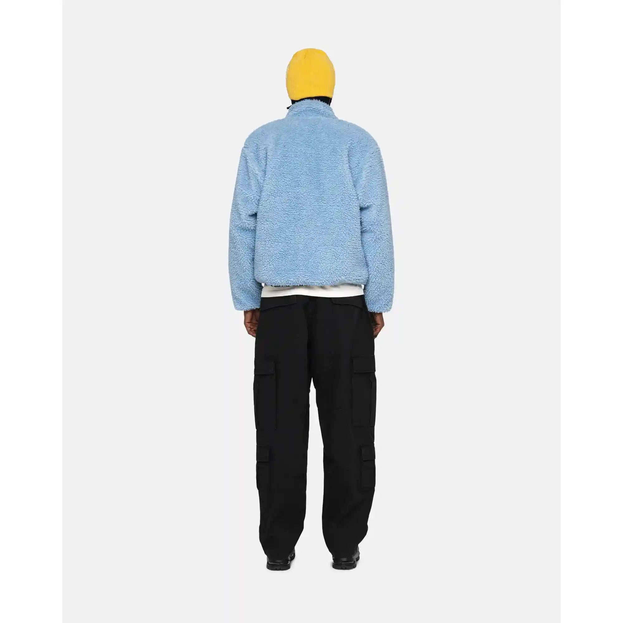 Stussy Sherpa Reversible Jacket, light denim — available at Norwood