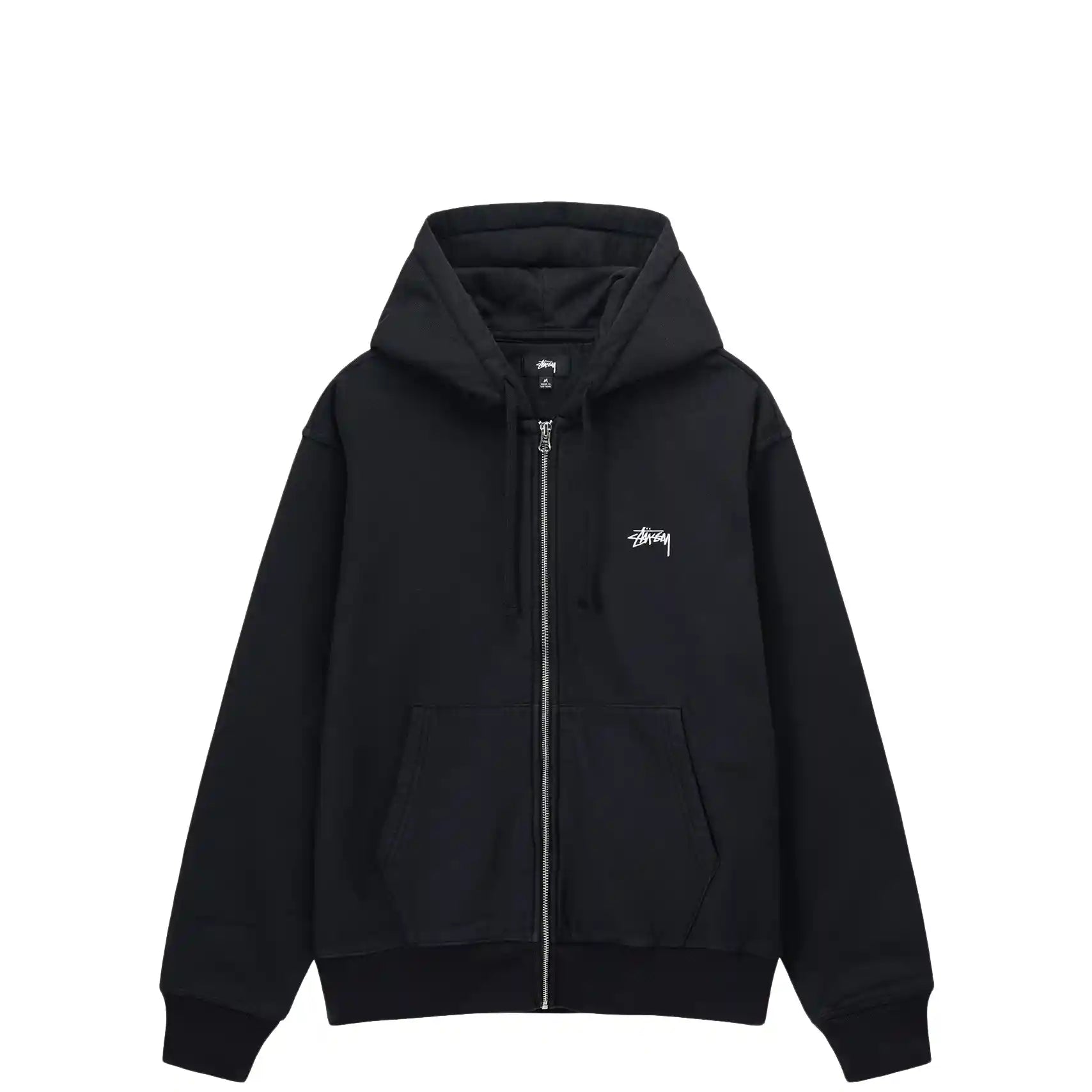 Stussy Stock Logo Zip Hood, washed black
