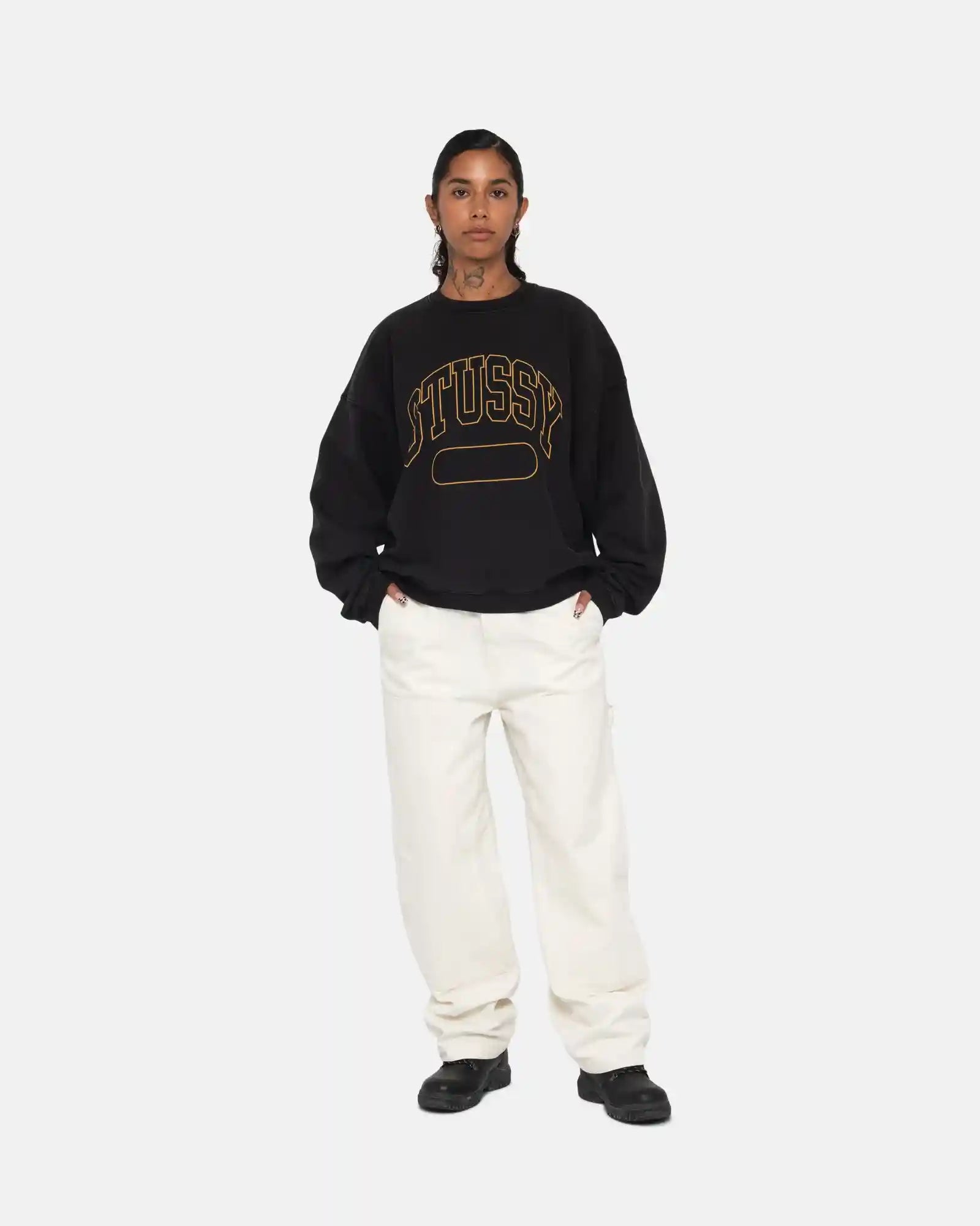 Stussy Varsity Oversized Crew, black — available at Norwood