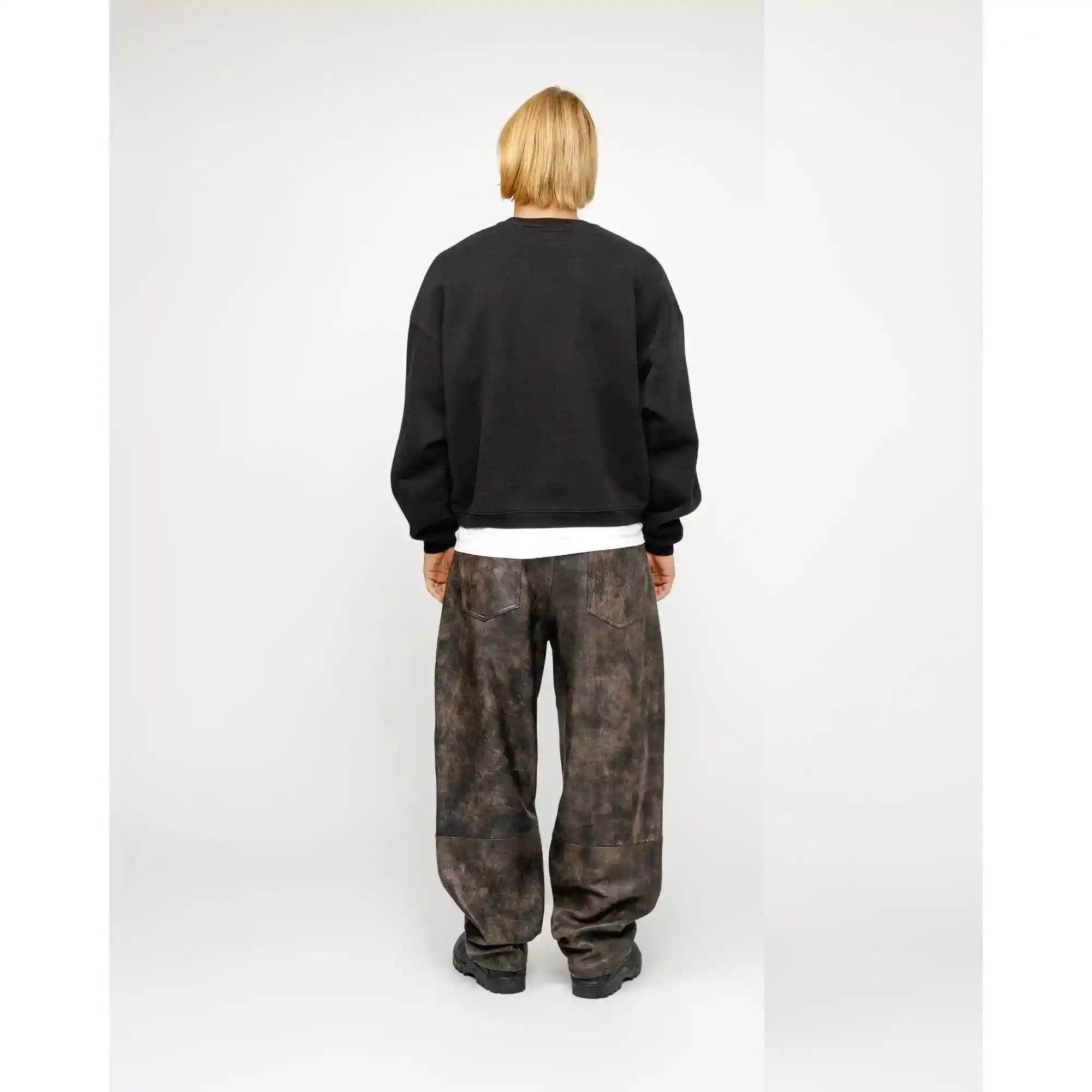 Stussy Big Crackle Sport Crew, washed black — available at Norwood