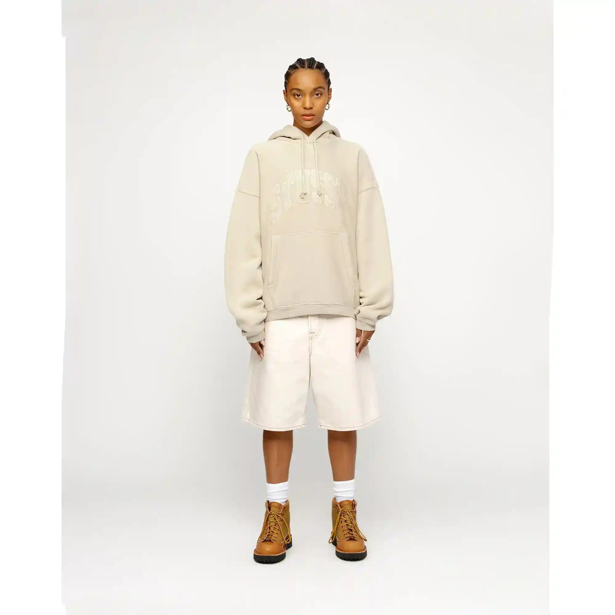 Stussy Embroidered Relaxed Hood, sand — available at Norwood
