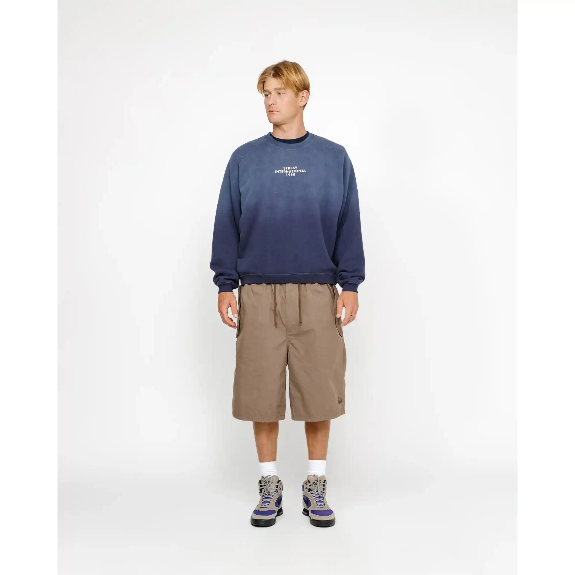 Stussy Raglan Sleeve Crew, navy — available at Norwood