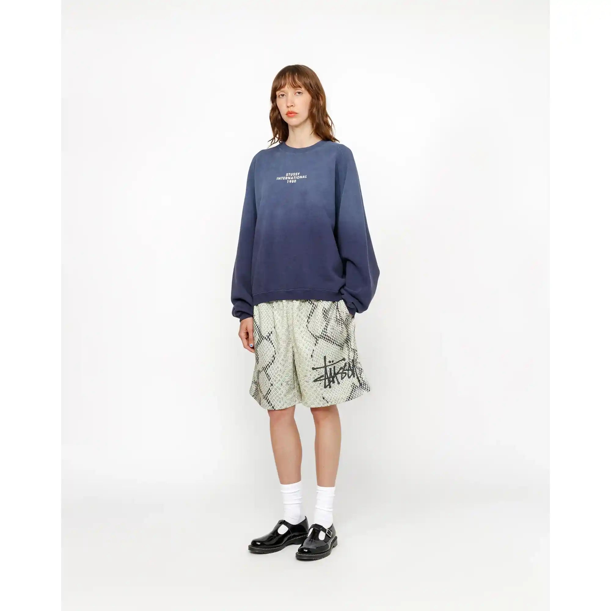 Stussy Raglan Sleeve Crew, navy — available at Norwood