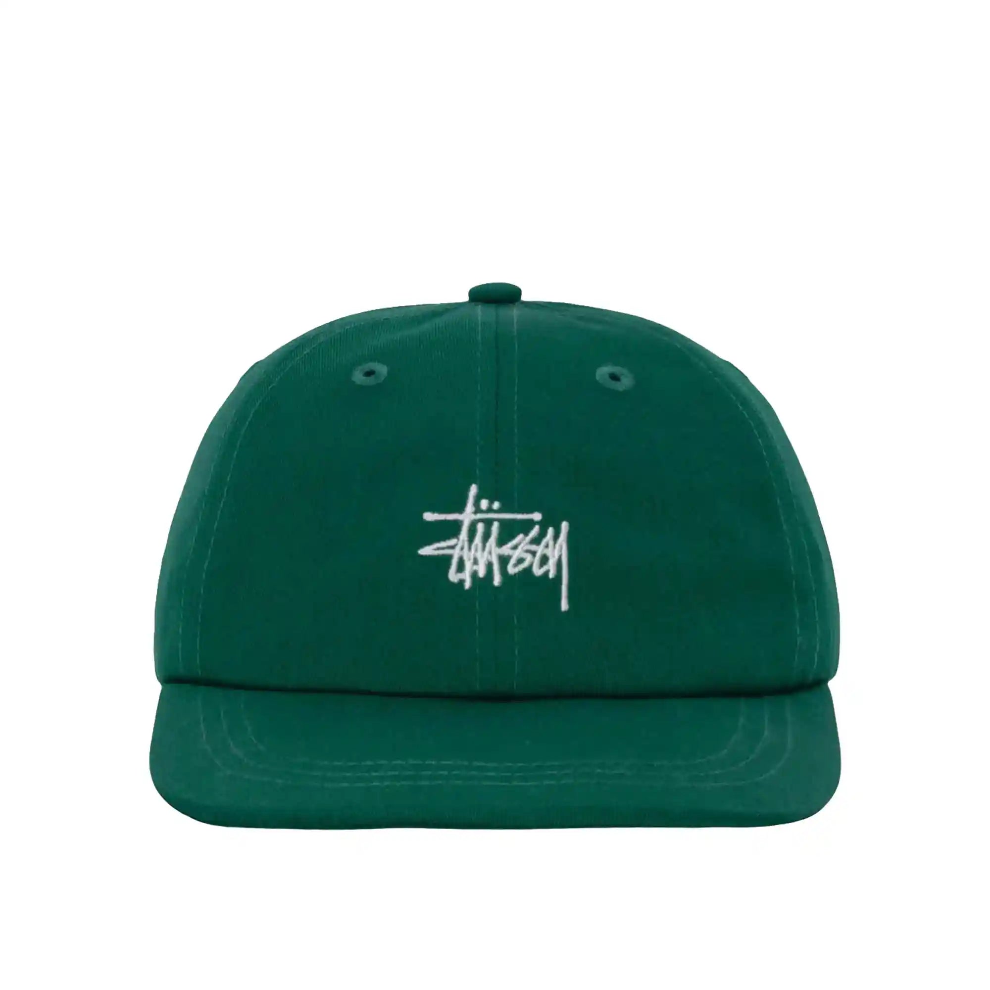 Stussy Basic Stock Low Pro Cap, evergreen — available at Norwood