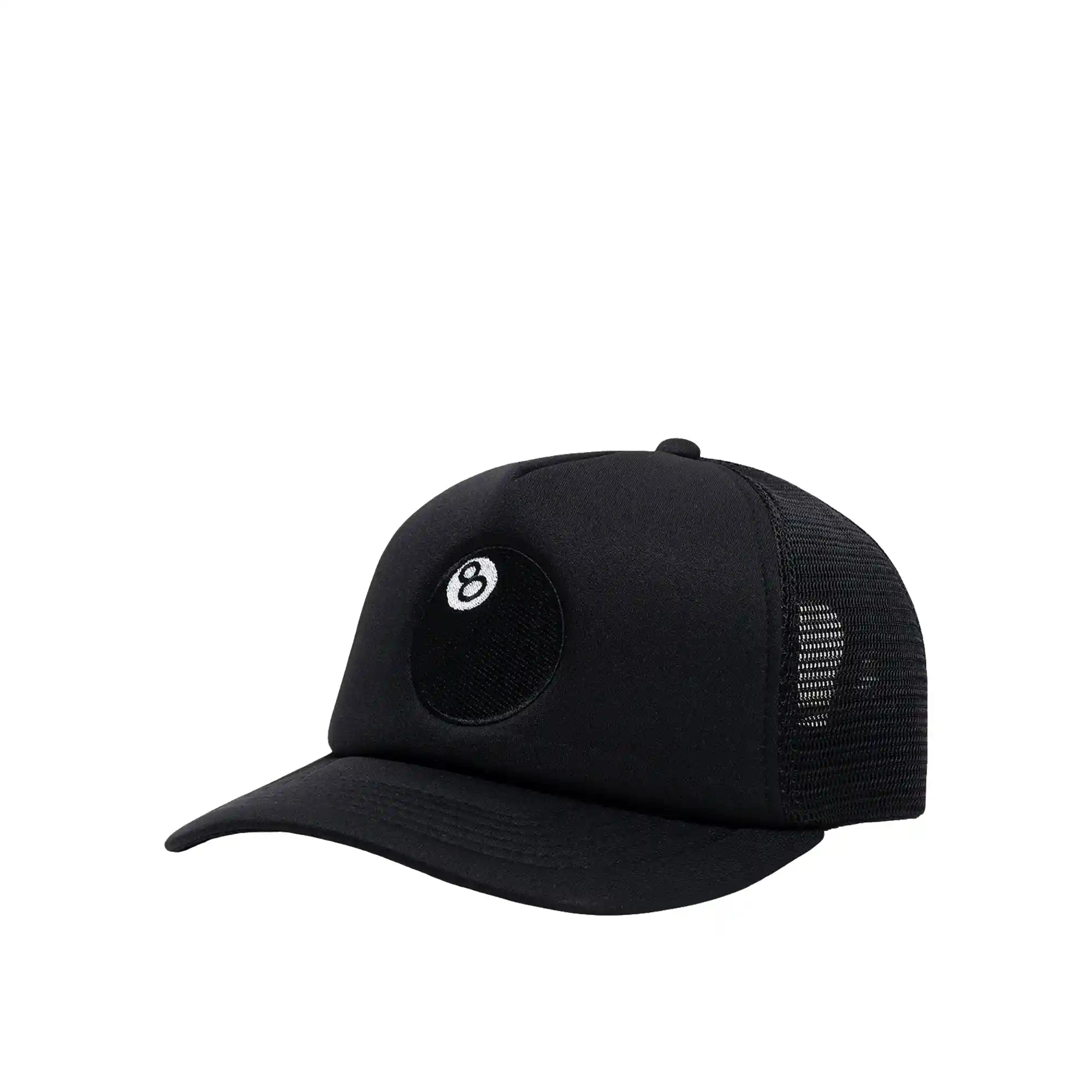 Stussy 8 Ball Trucker Cap, black