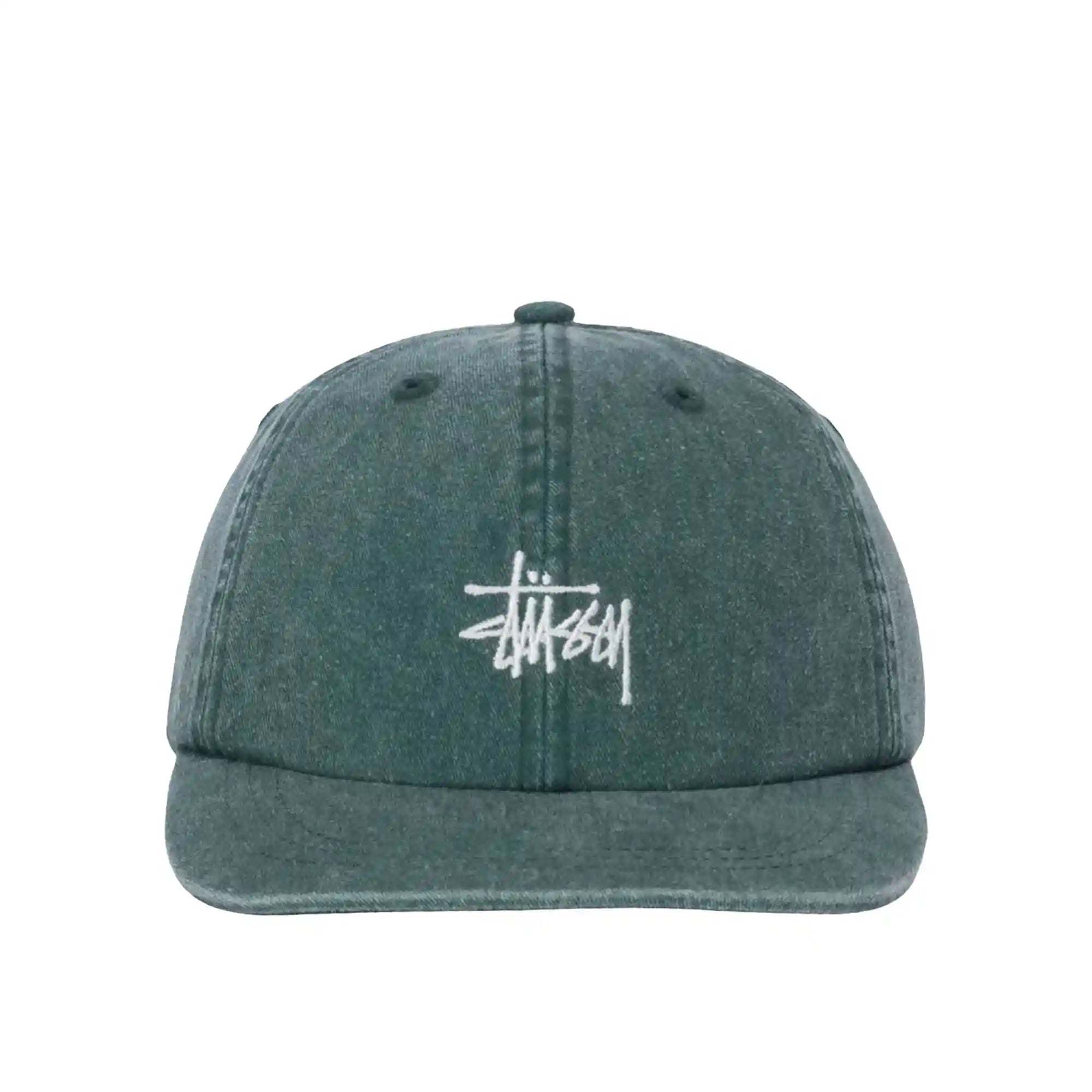 Stussy Washed Basic Low Pro Cap, pine — available at Norwood
