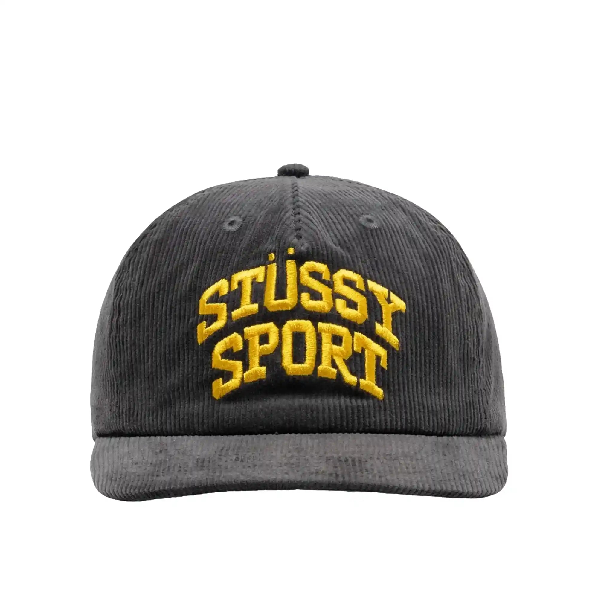 Stussy Sport Arch Cord Strapback Cap, charcoal — available at Norwood