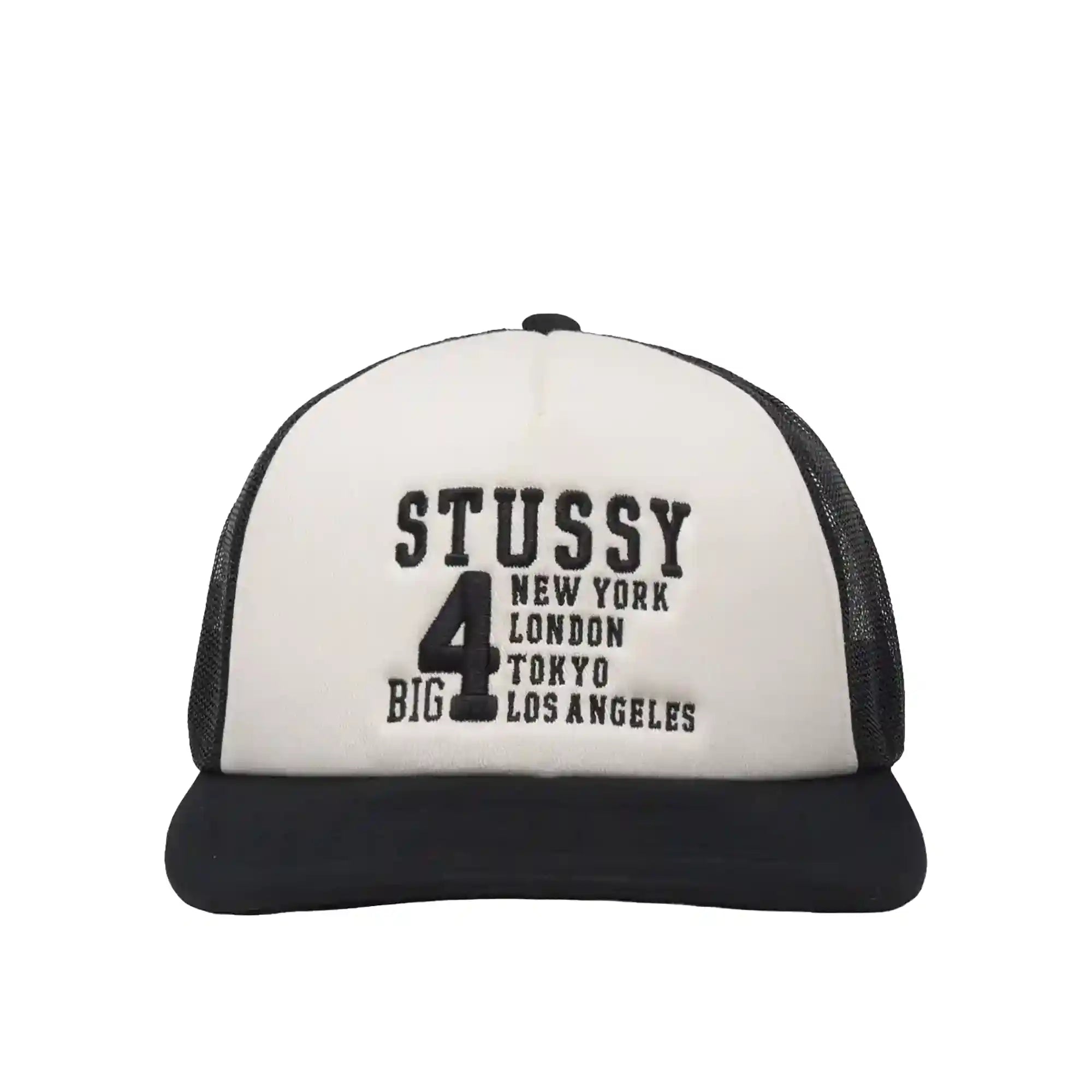 Stussy Big 4 Trucker Cap, black — available at Norwood