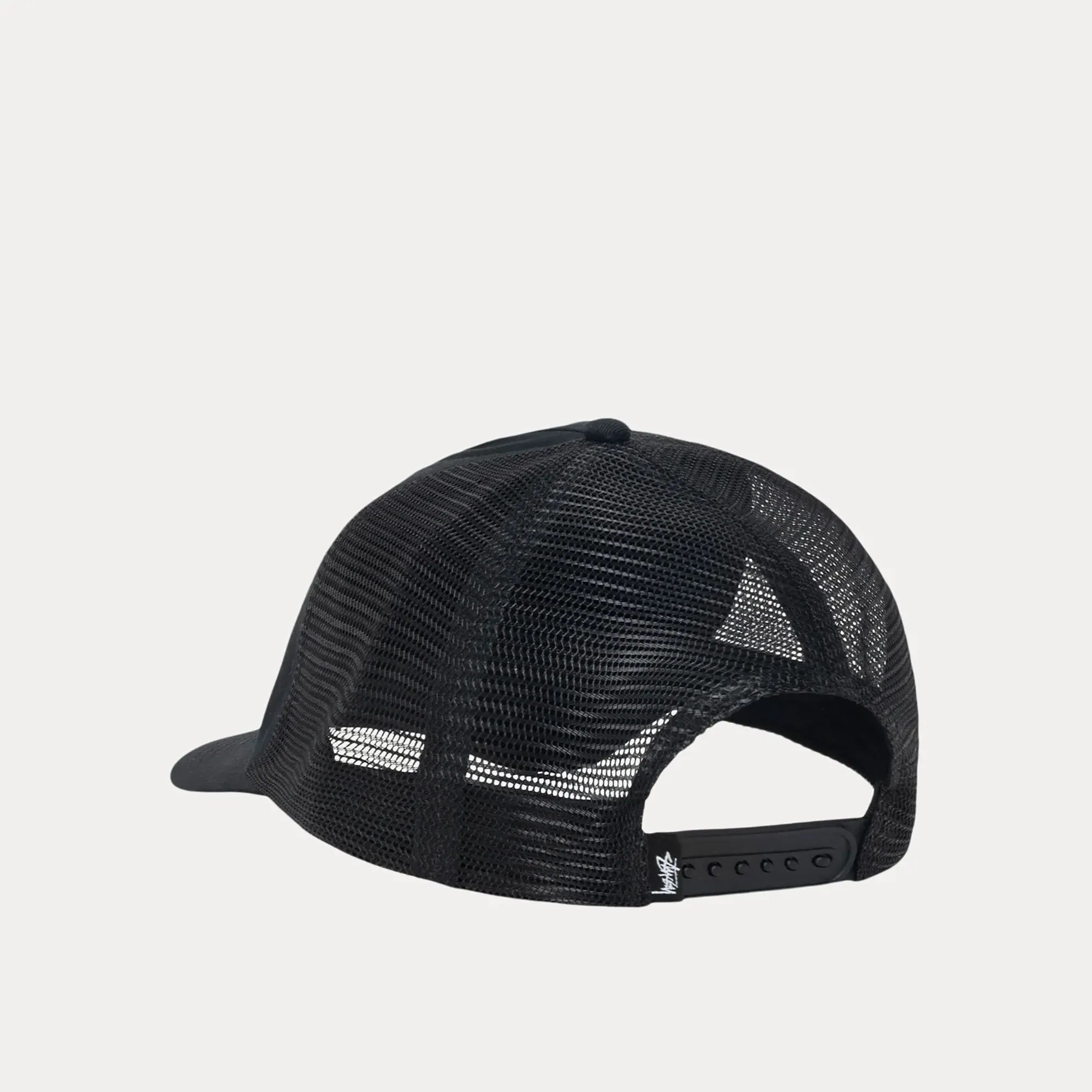 Stussy Trucker S Crown Cap, shadow black — available at Norwood