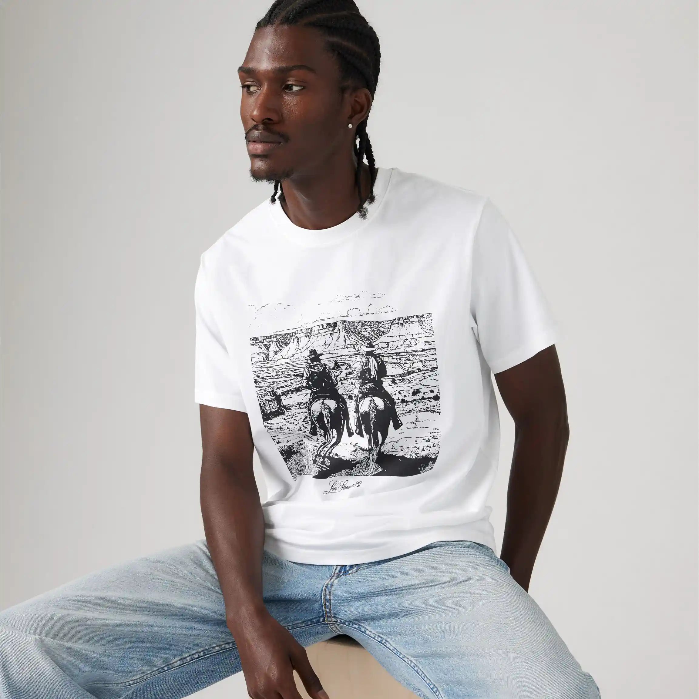 Levi's Relaxed Fit Tee Archival Sunset Rider, white