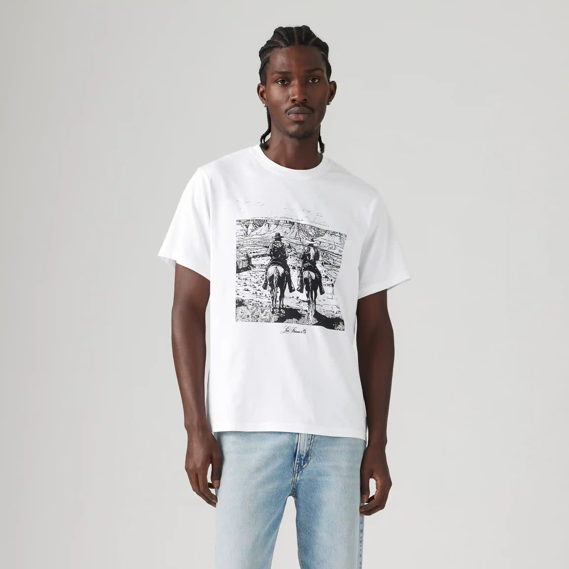 Levi's Relaxed Fit Tee Archival Sunset Rider, white — available at Norwood