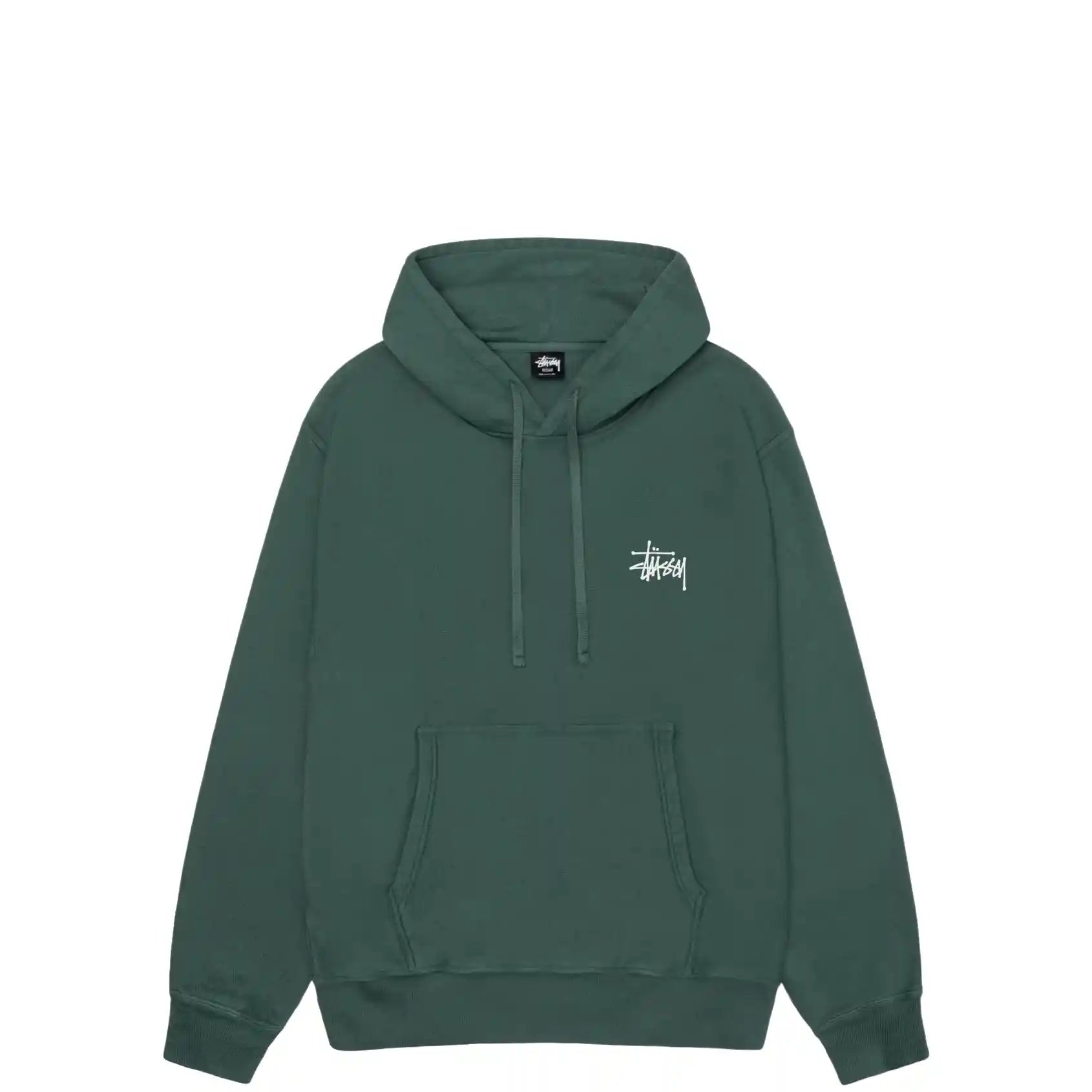 Stussy Basic Stussy Pigment Dyed Hood, forest — available at Norwood