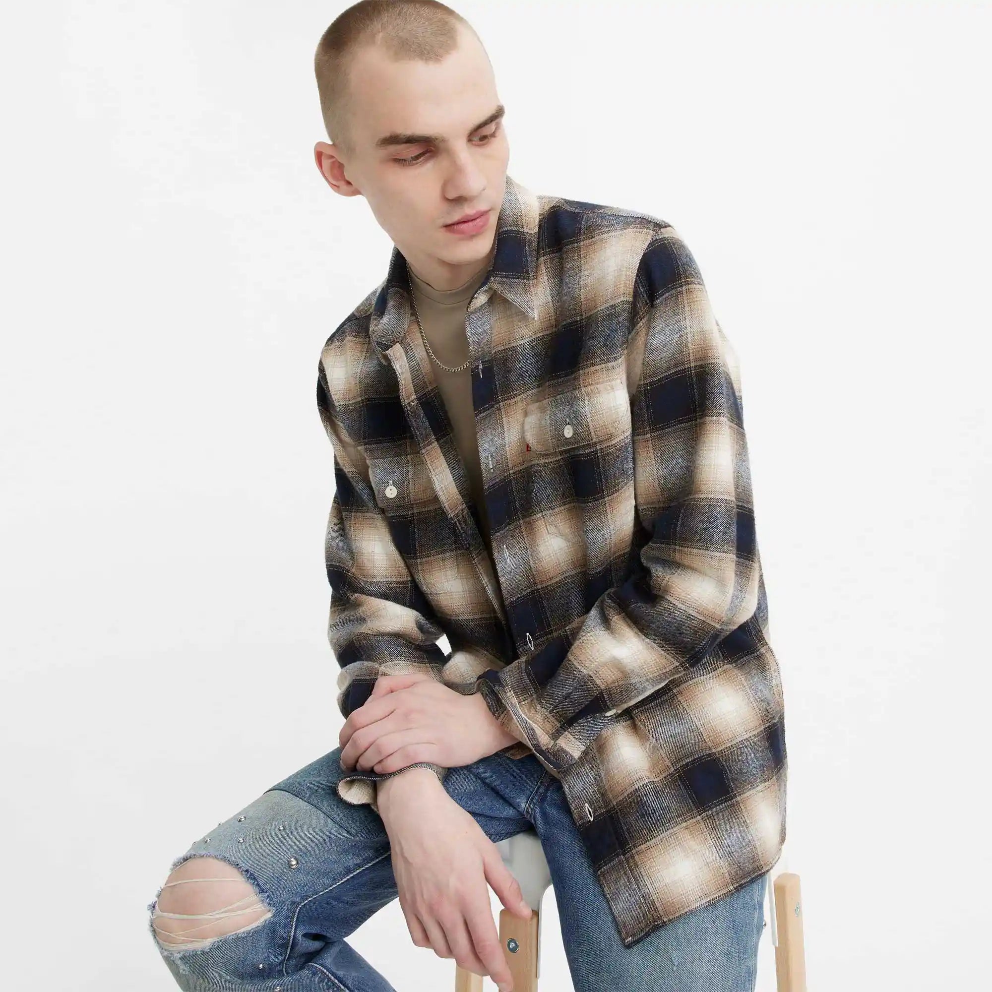 Levi's Jackson Worker, warwick plaid egret — available at Norwood