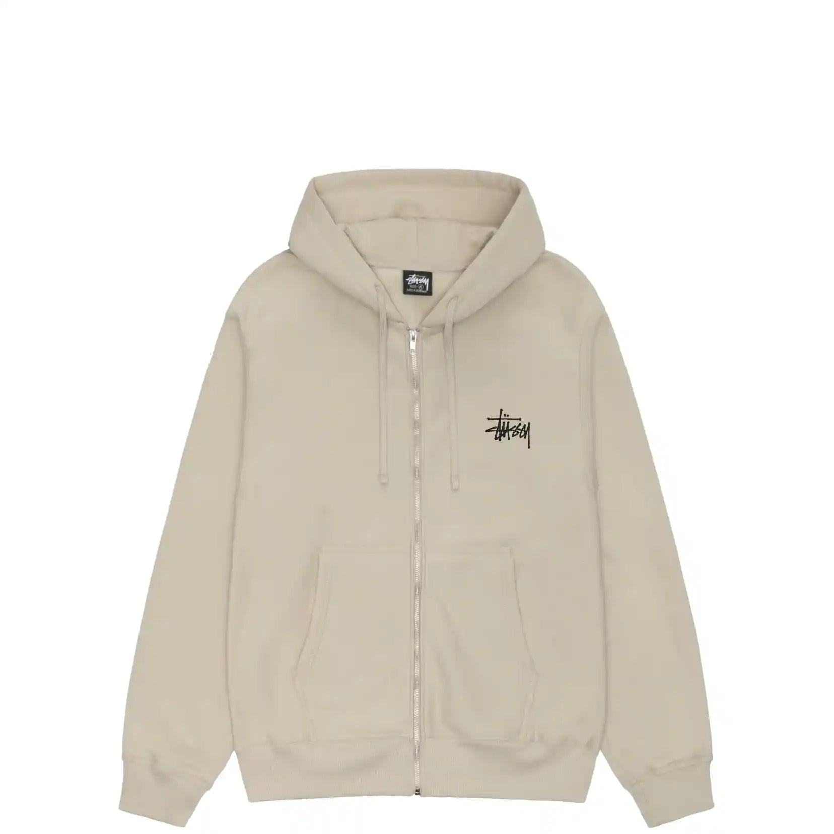 Stussy Basic Stussy Zip Hood, khaki — available at Norwood