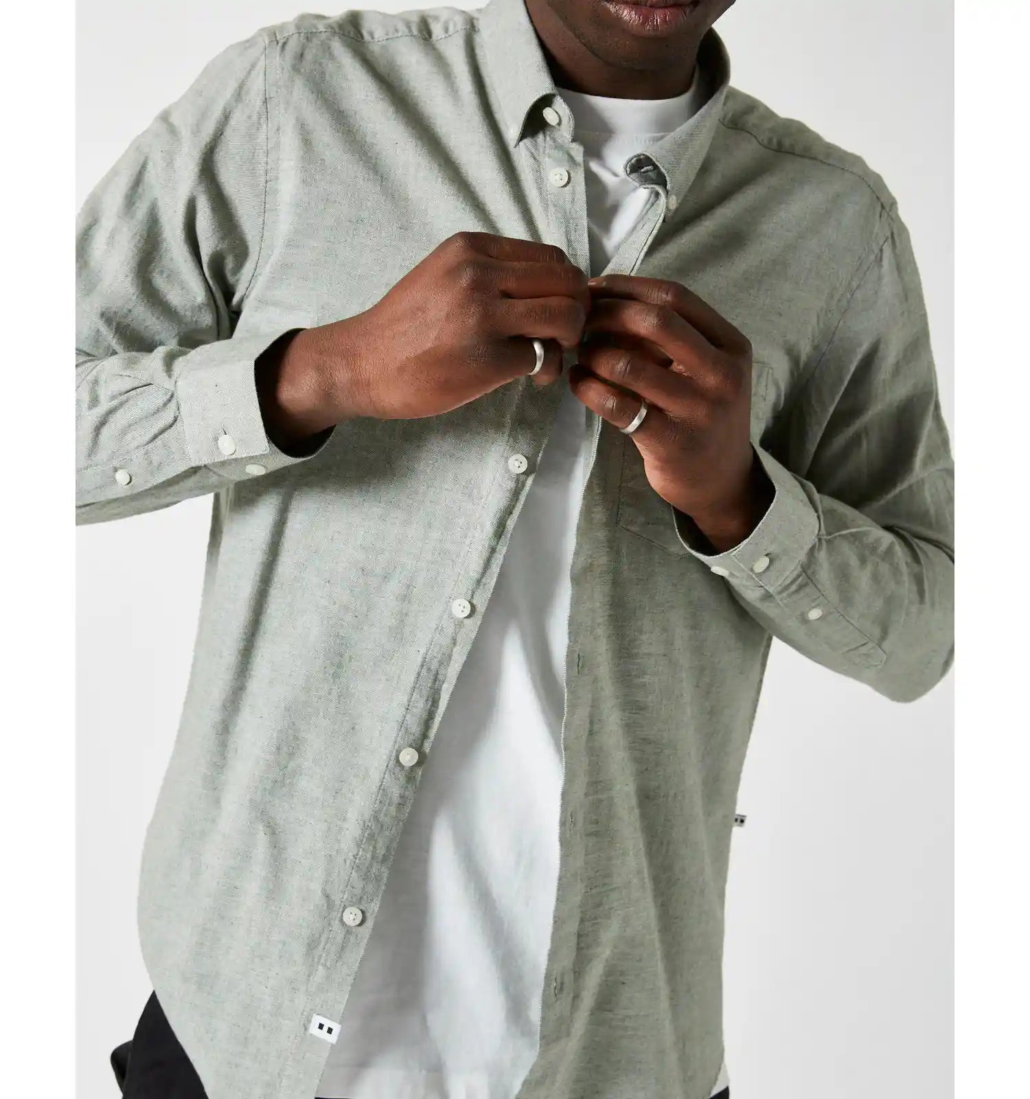 Minimum Jay 3.0 Longsleeve Shirt, laurel wreath melange — available at Norwood