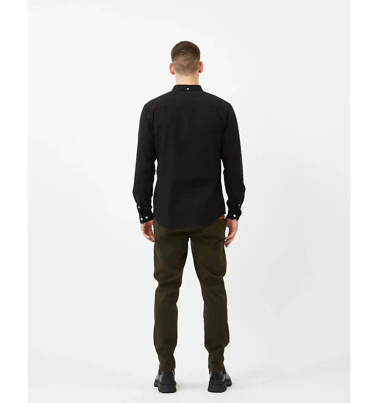 Minimum Jay 3.0 Longsleeve Shirt, black/grey melange — available at Norwood