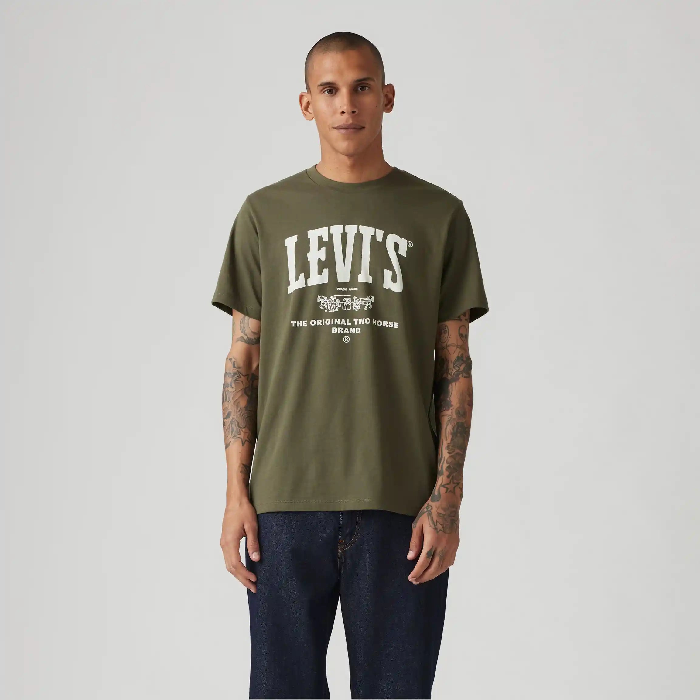 Levi's Graphic Crewneck Tee, htg collegiate logo olive