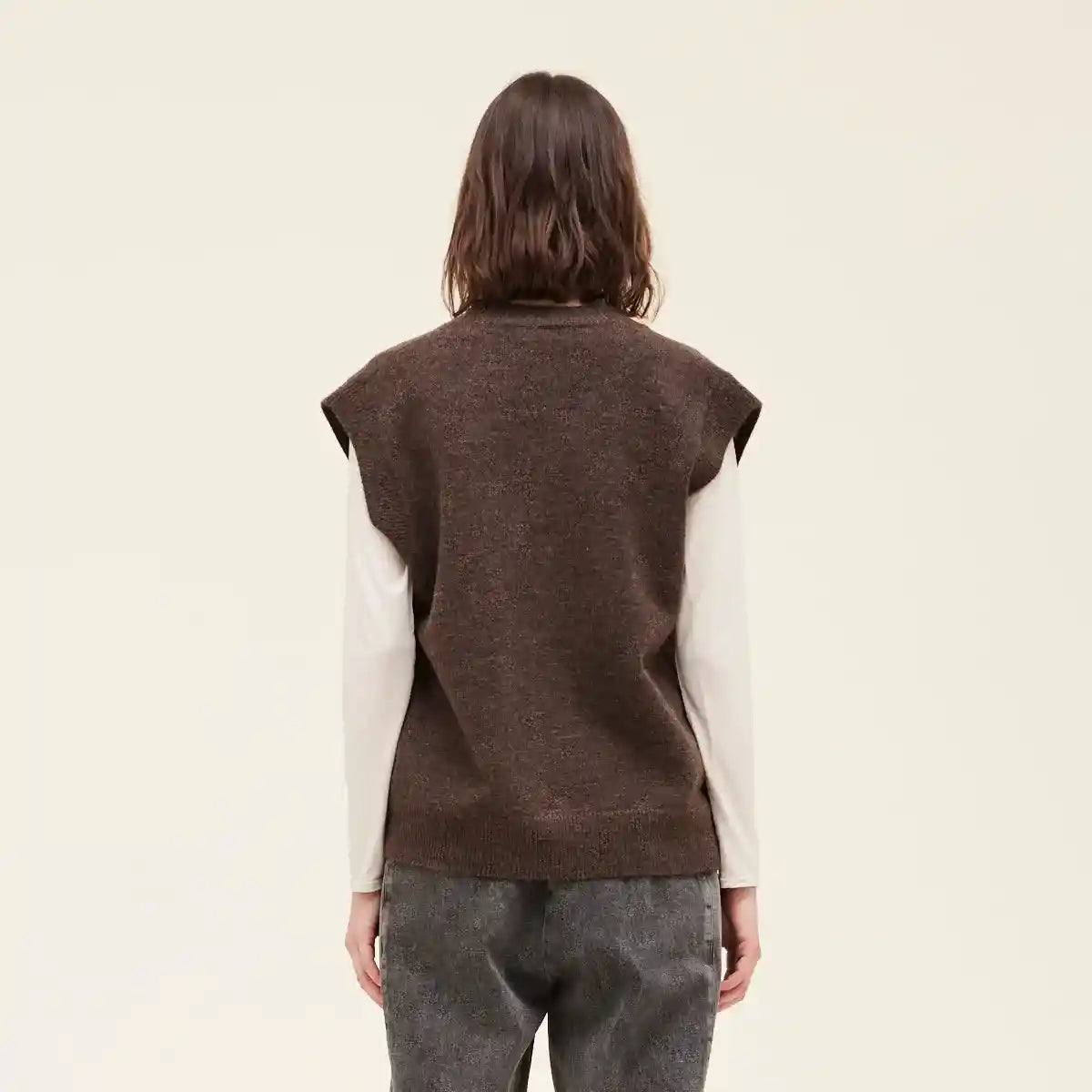 Grade & Gather Womens Knit Vest, dark umber — available at Norwood