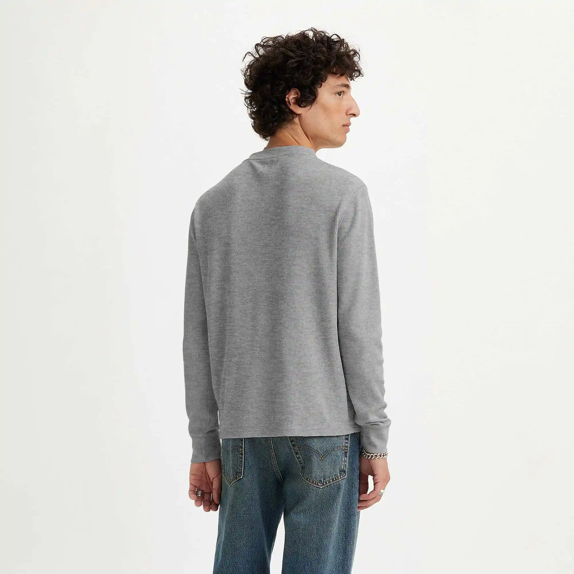 Levi's Thermal 3 Button Henley, mid tone grey heather — available at Norwood