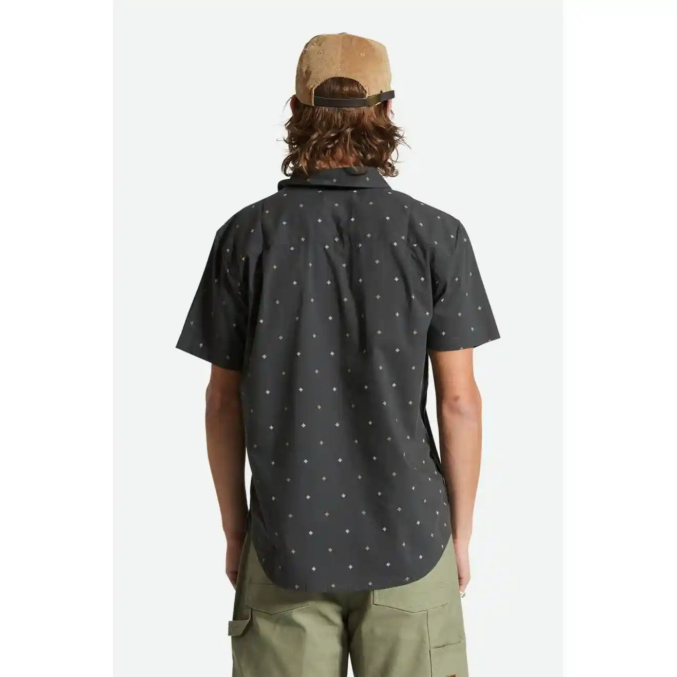 Brixton Charter Print Short Sleeve Woven Shirt, washed black pyramid — available at Norwood