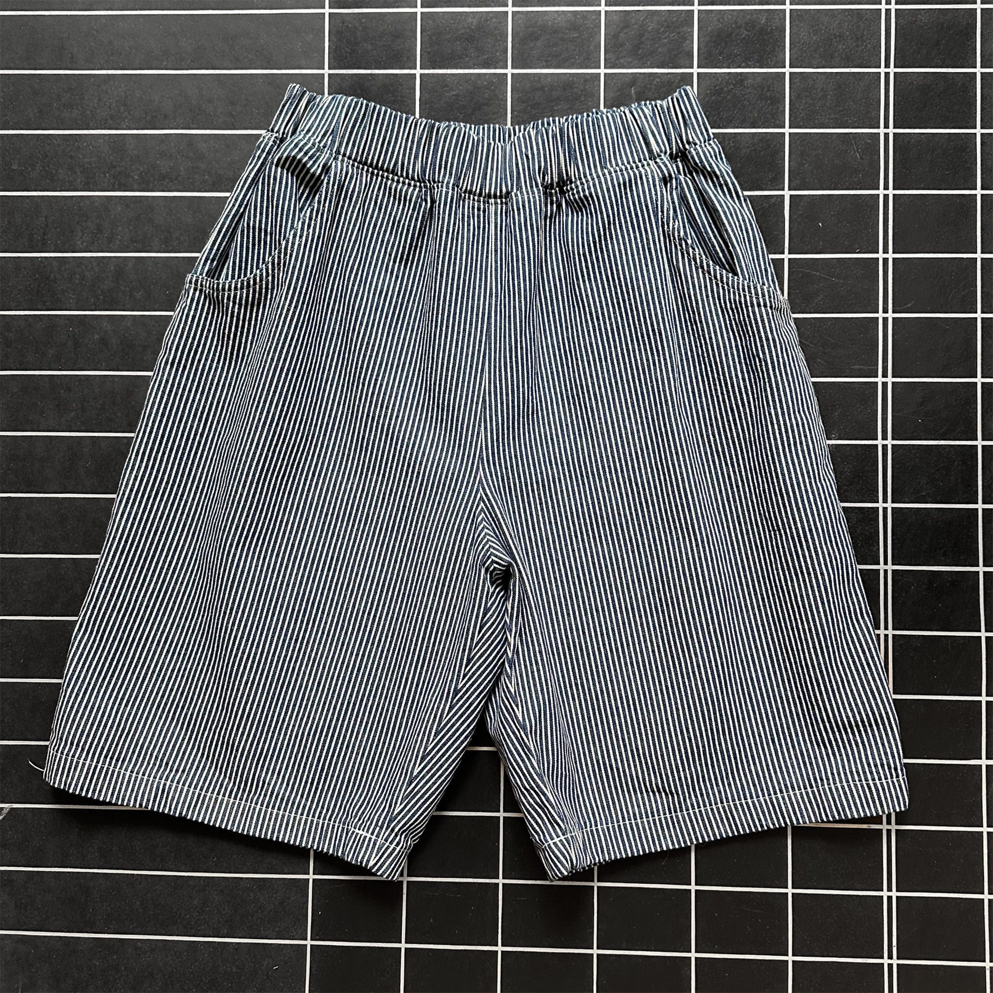 CUB Alia Shorts, blue & white stripe (long)
