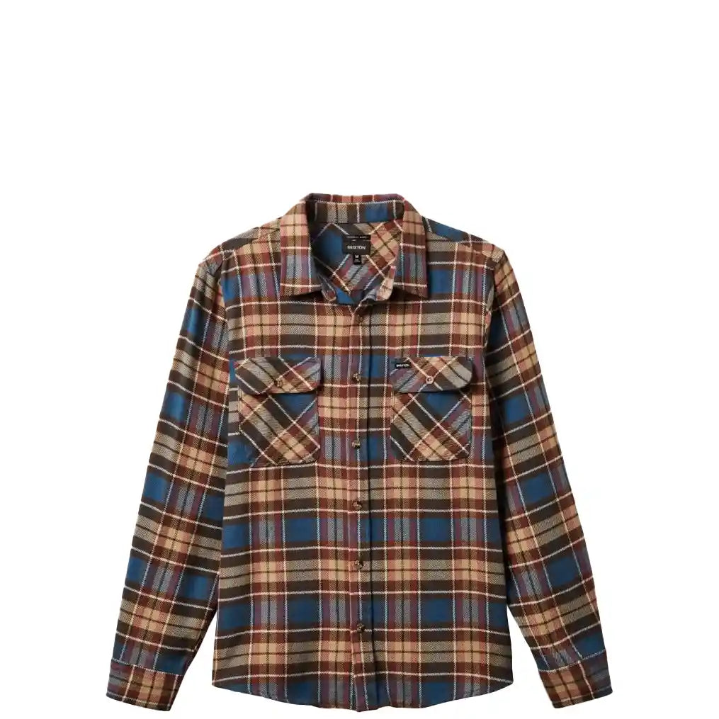 Brixton Bowery Long Sleeve Flannel, ocean blue/palm desert/sand