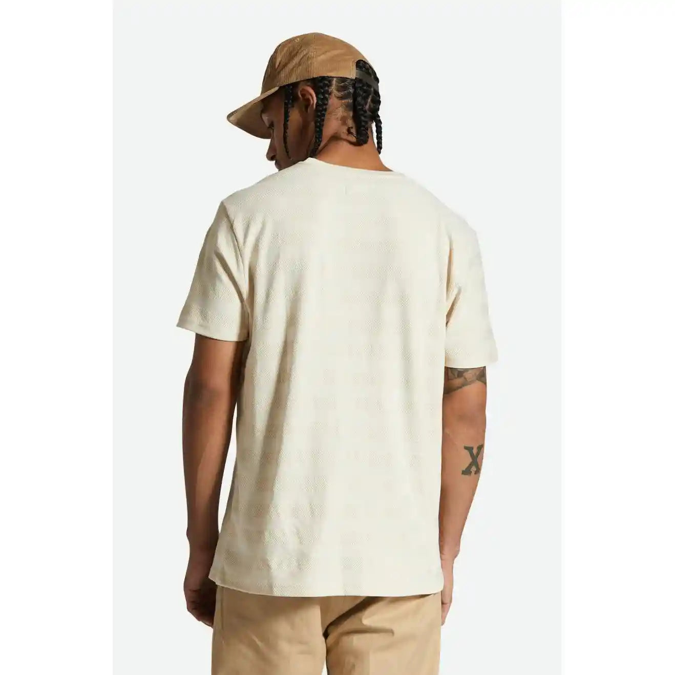 Brixton The City Jaquard Striped Tee, whitecap — available at Norwood