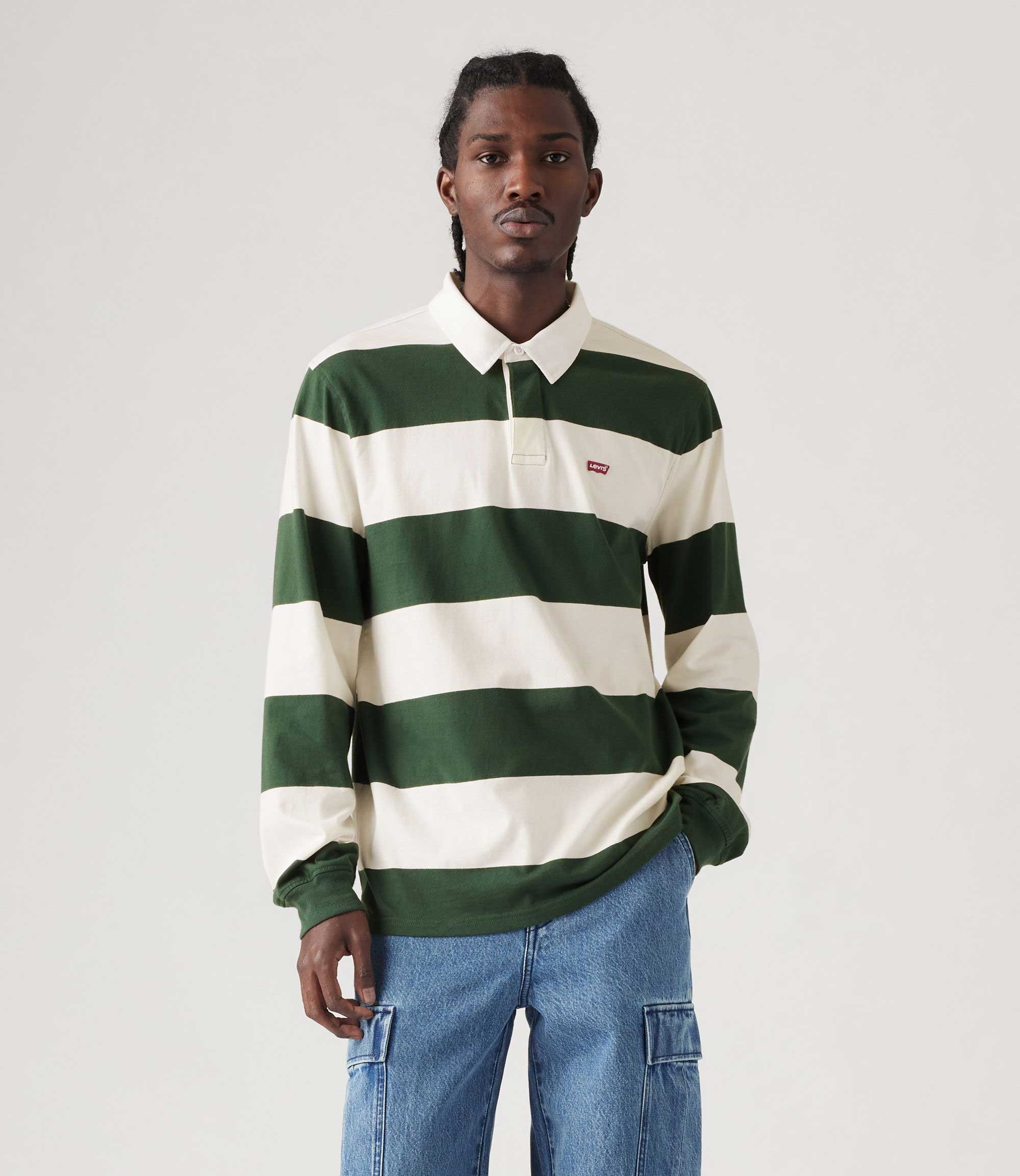 Levi's Classic Long Sleeve Rugby Shirt, kieren stripe python green