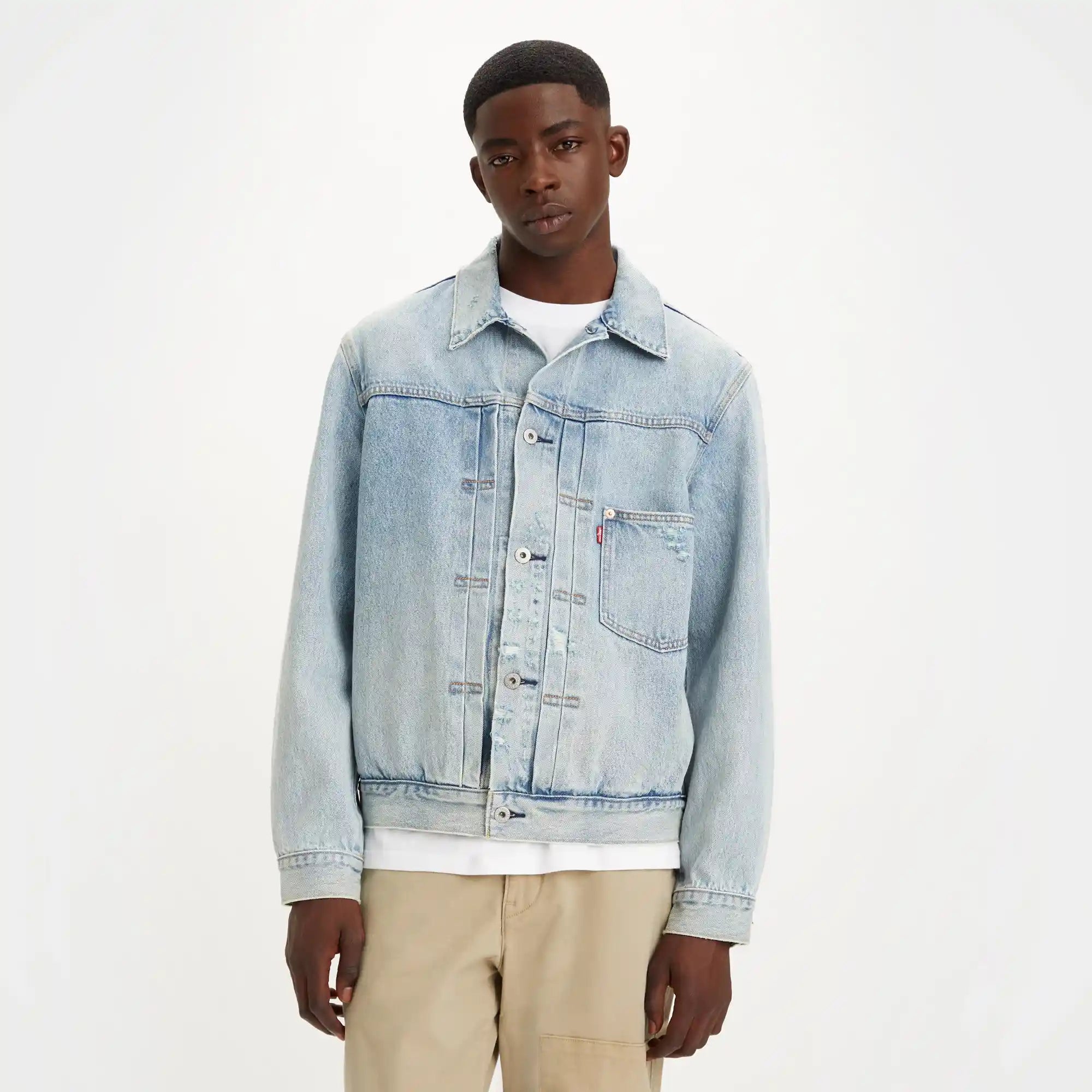 Levi's Type I Trucker, sophomore light wash — available at Norwood