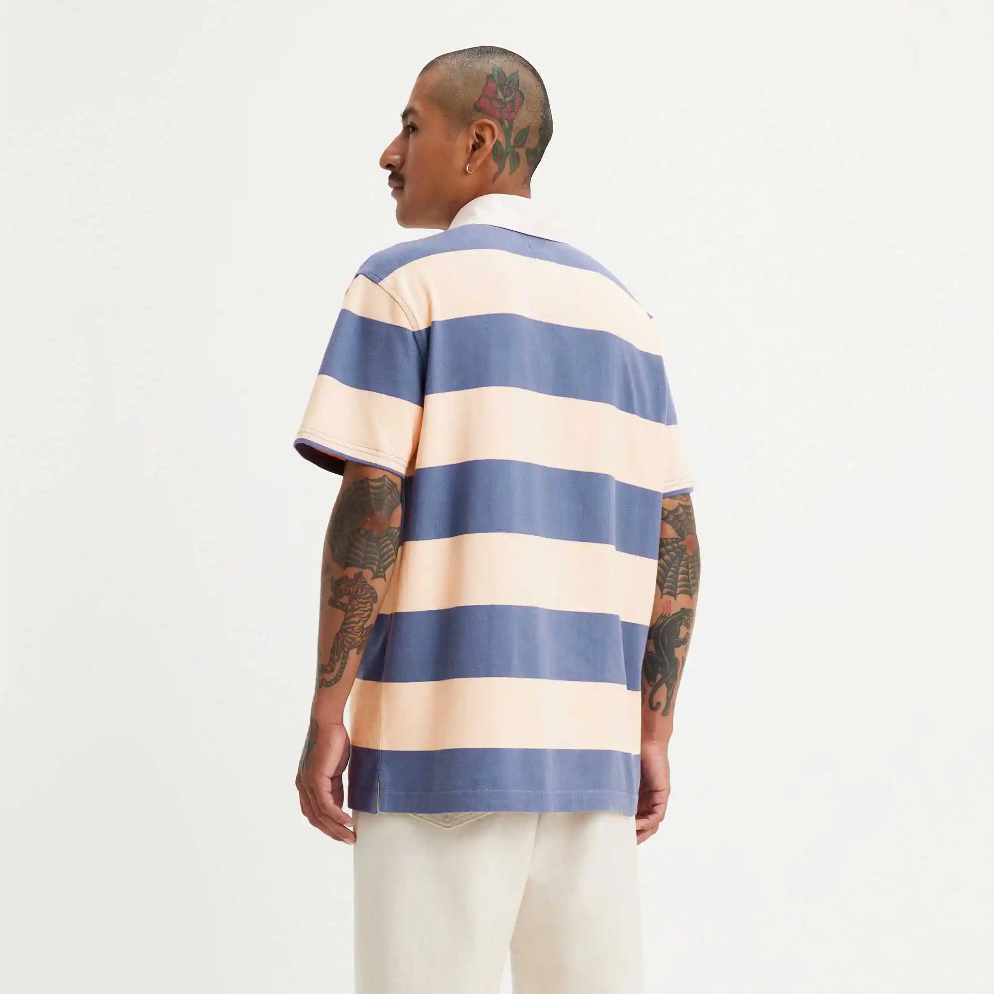 Levi's Union Short Sleeved Rugby Shirt, deck stripe coastal fjord — available at Norwood