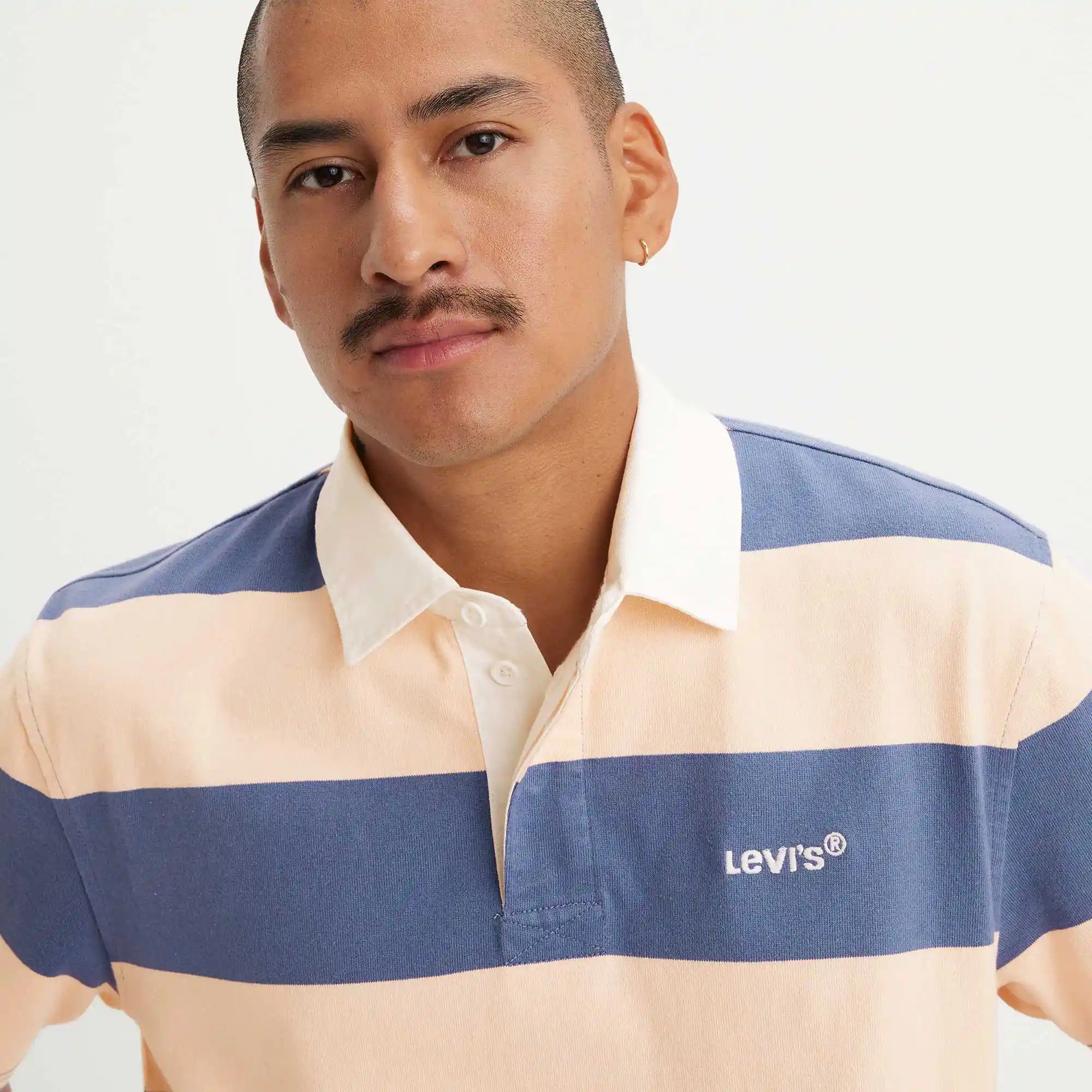 Levi's Union Short Sleeved Rugby Shirt, deck stripe coastal fjord — available at Norwood
