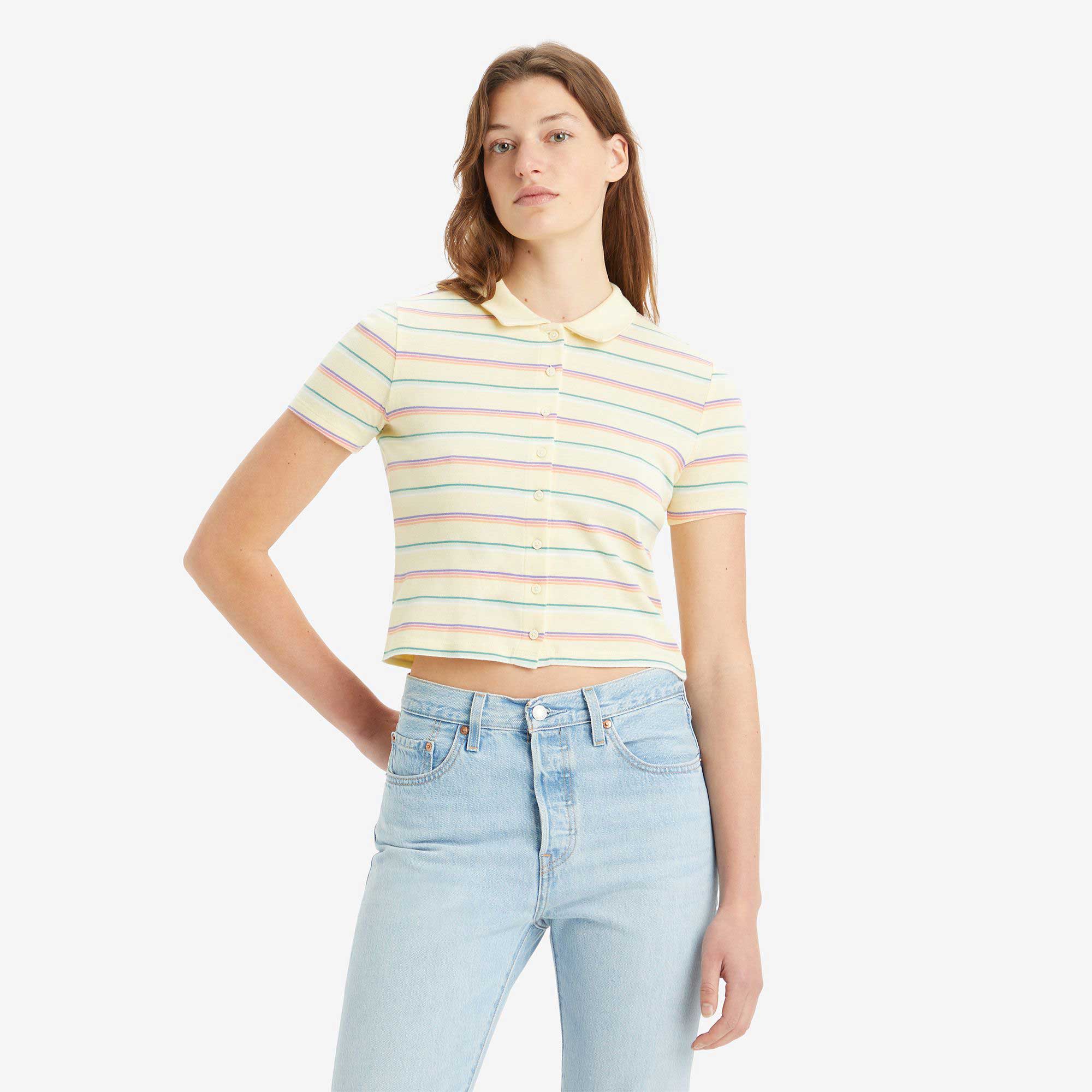 Levi's Womens Suki Polo, laura stripe pear sorbet