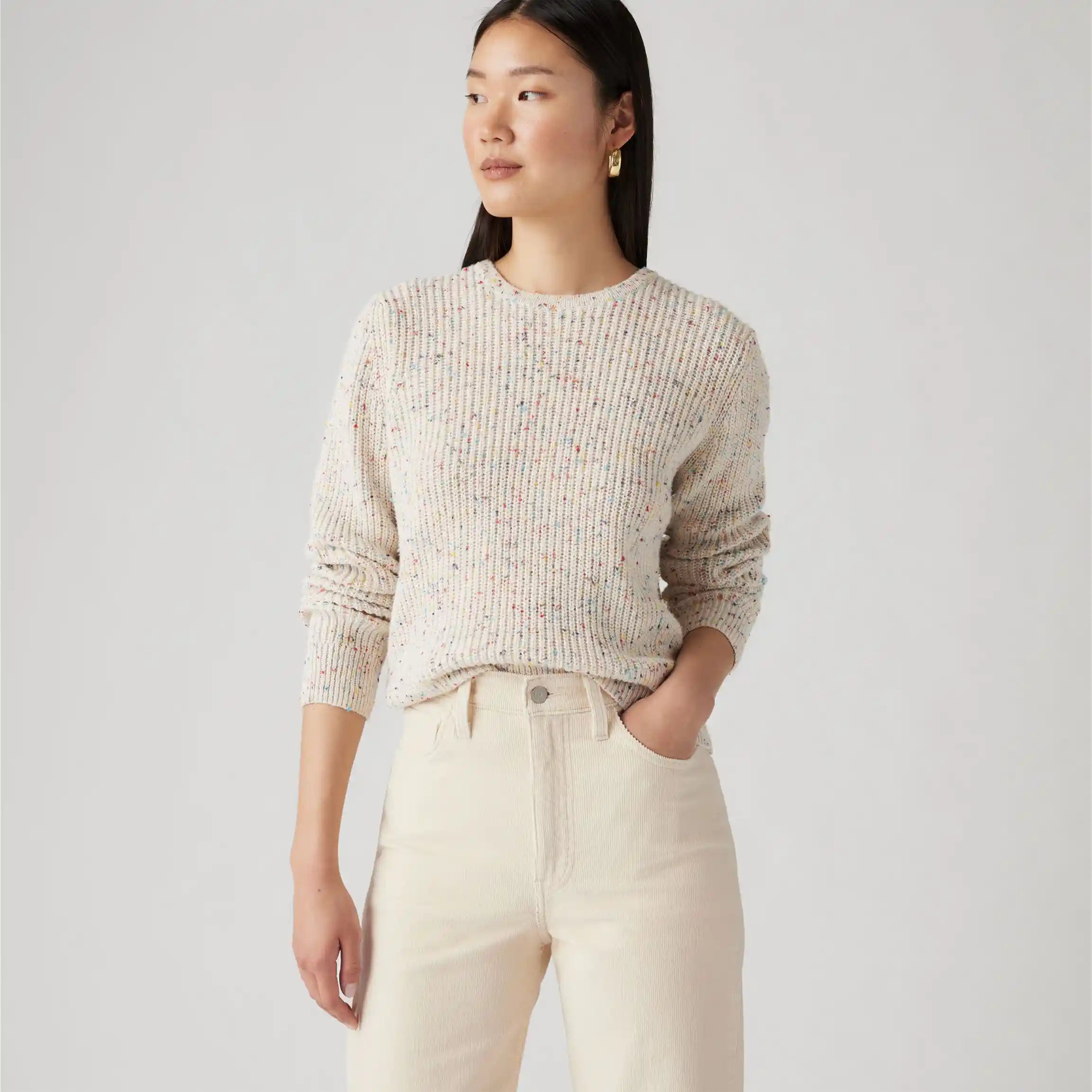 Levi's Womens Snowflake Pullover, sunny cream confetti — available at Norwood
