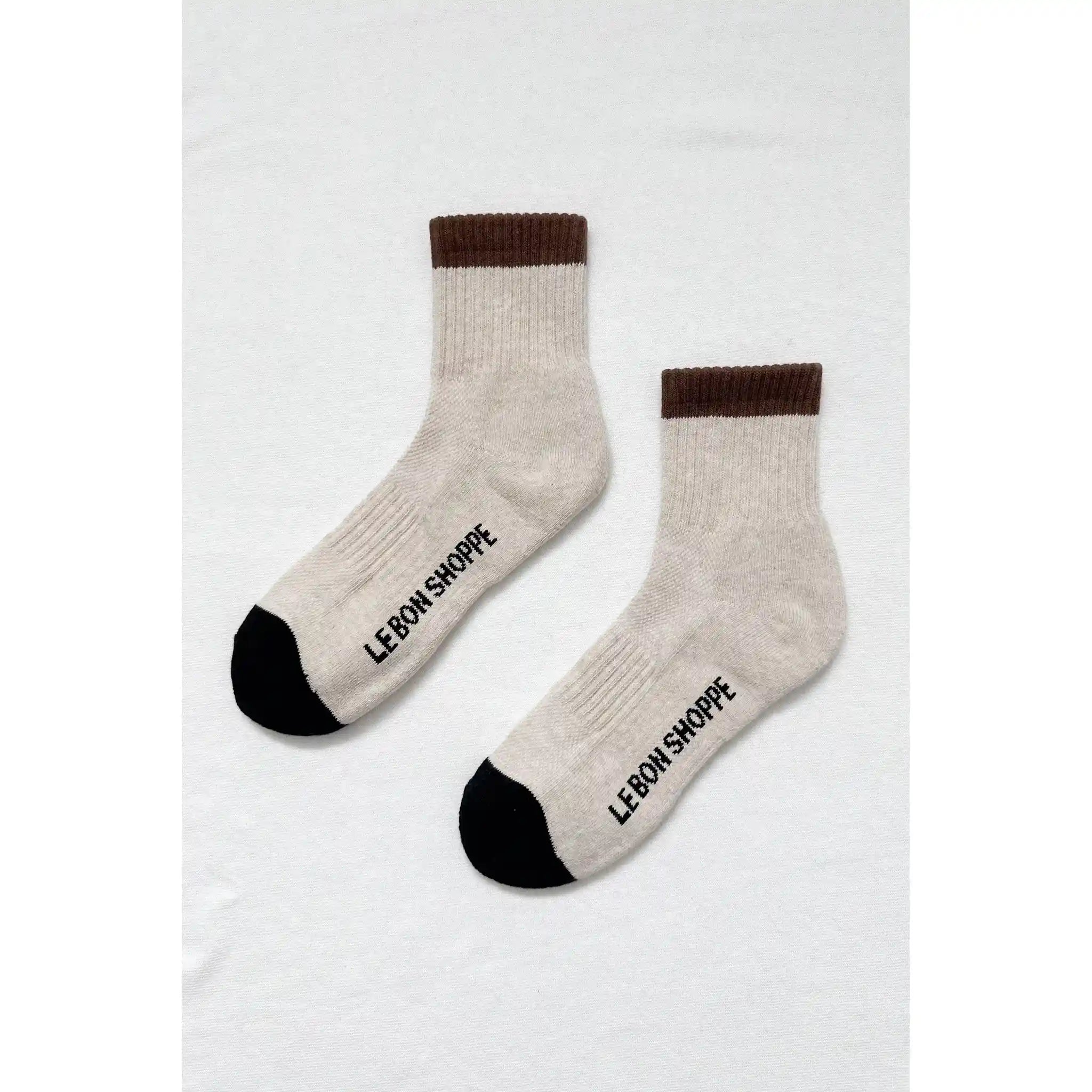 Le Bon Shoppe Womens Color Block Girlfriend Socks, black coffee — available at Norwood