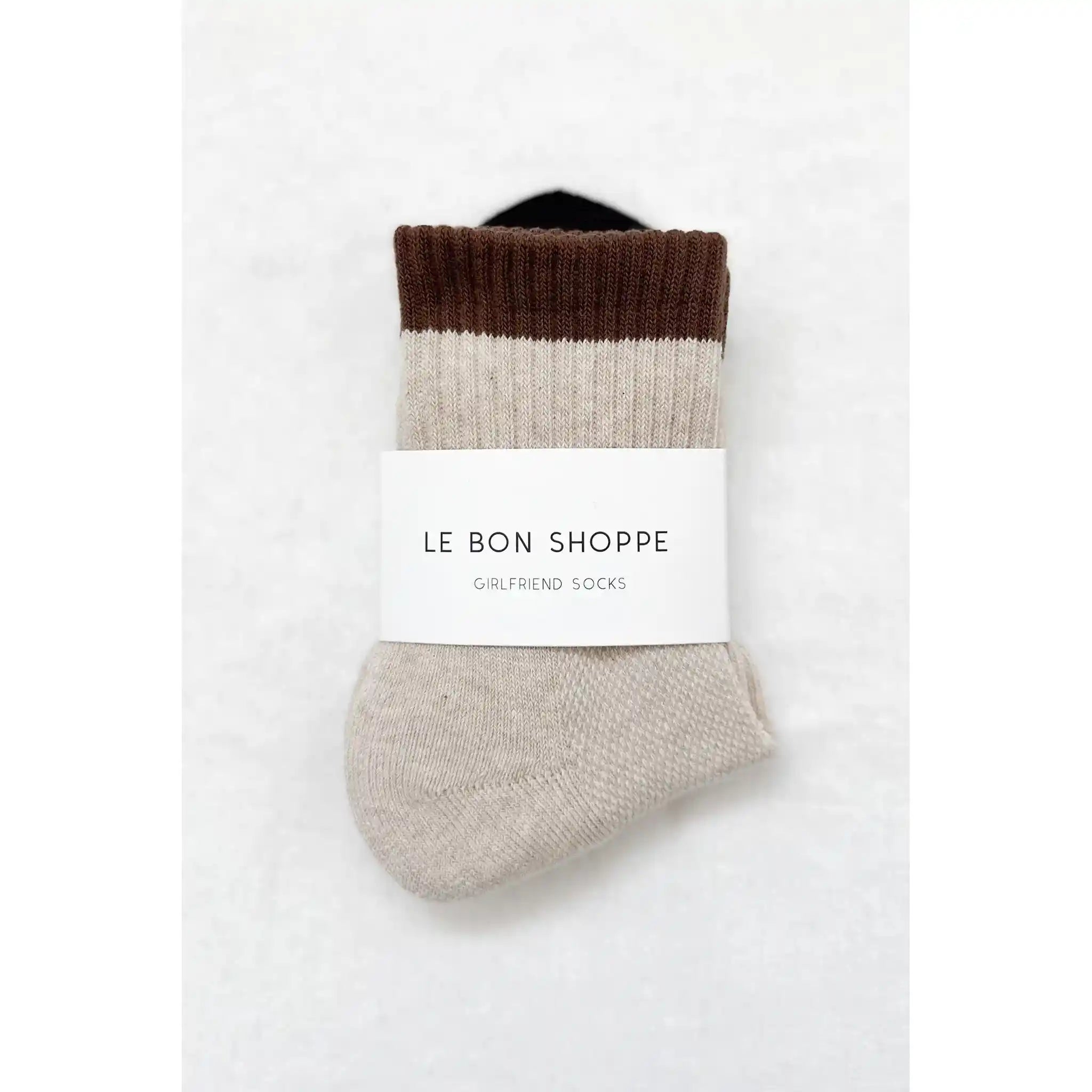 Le Bon Shoppe Womens Color Block Girlfriend Socks, black coffee — available at Norwood